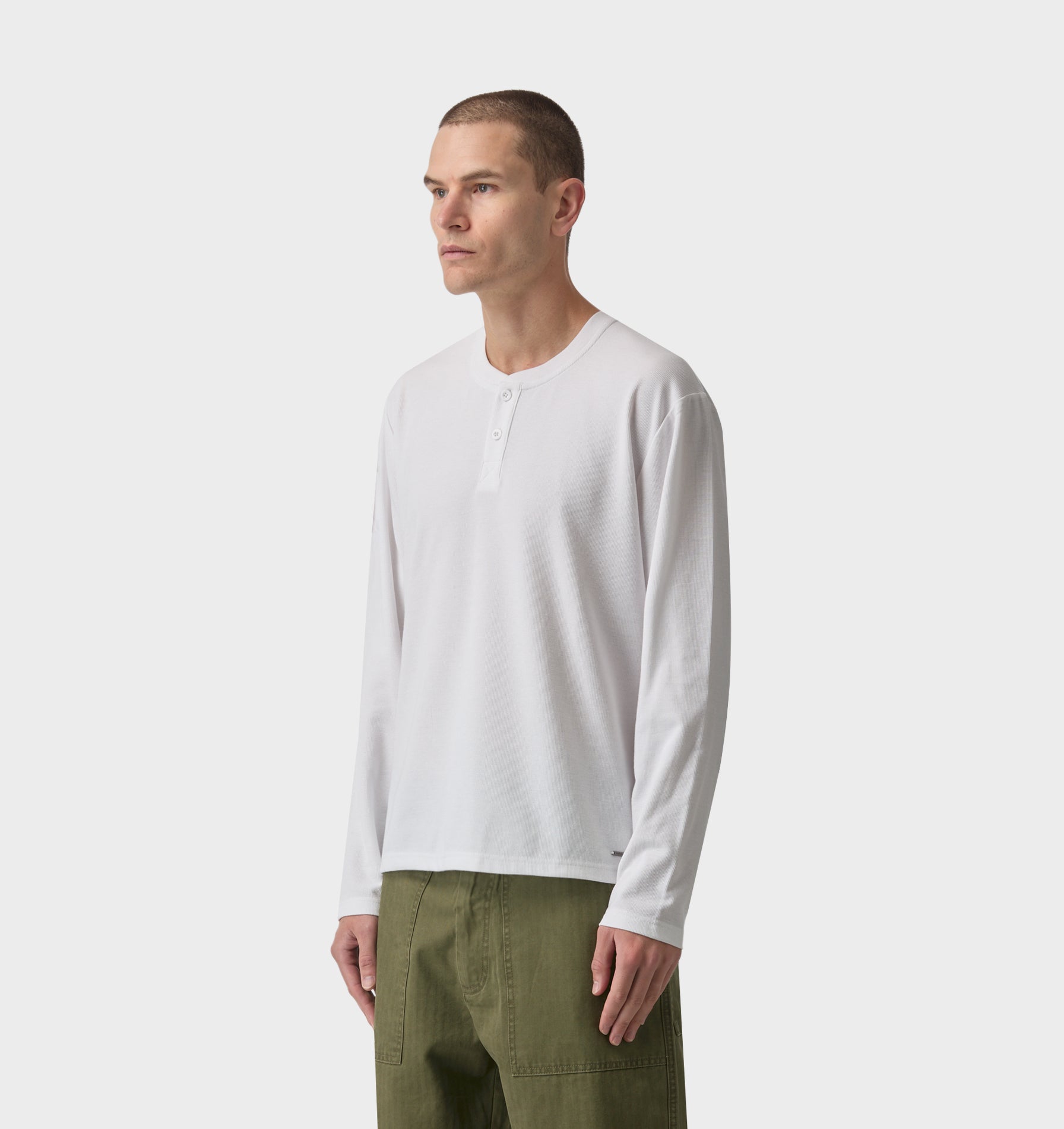 Henley L/S Tee - White