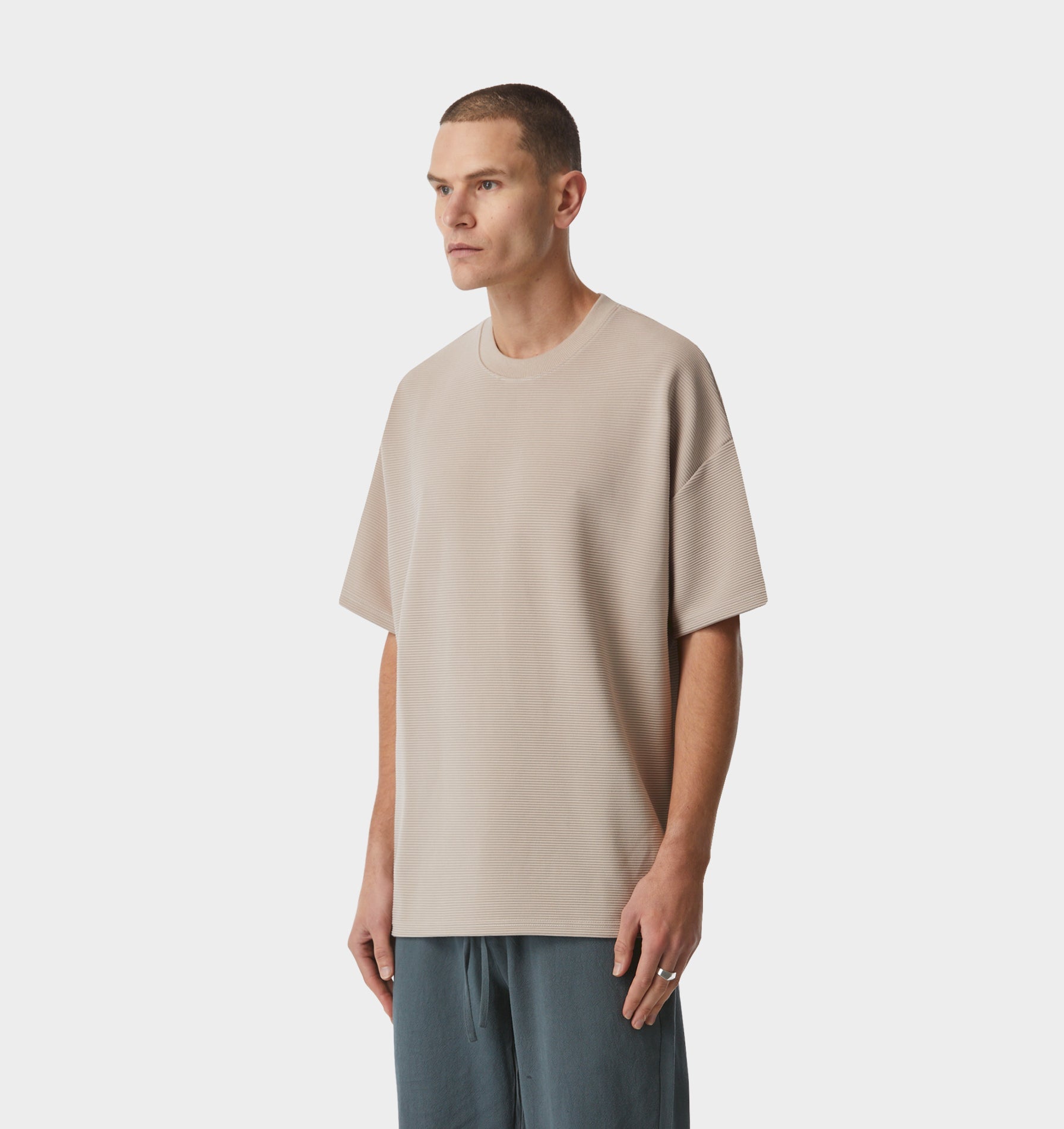 Ribbed Box Tee - Taupe