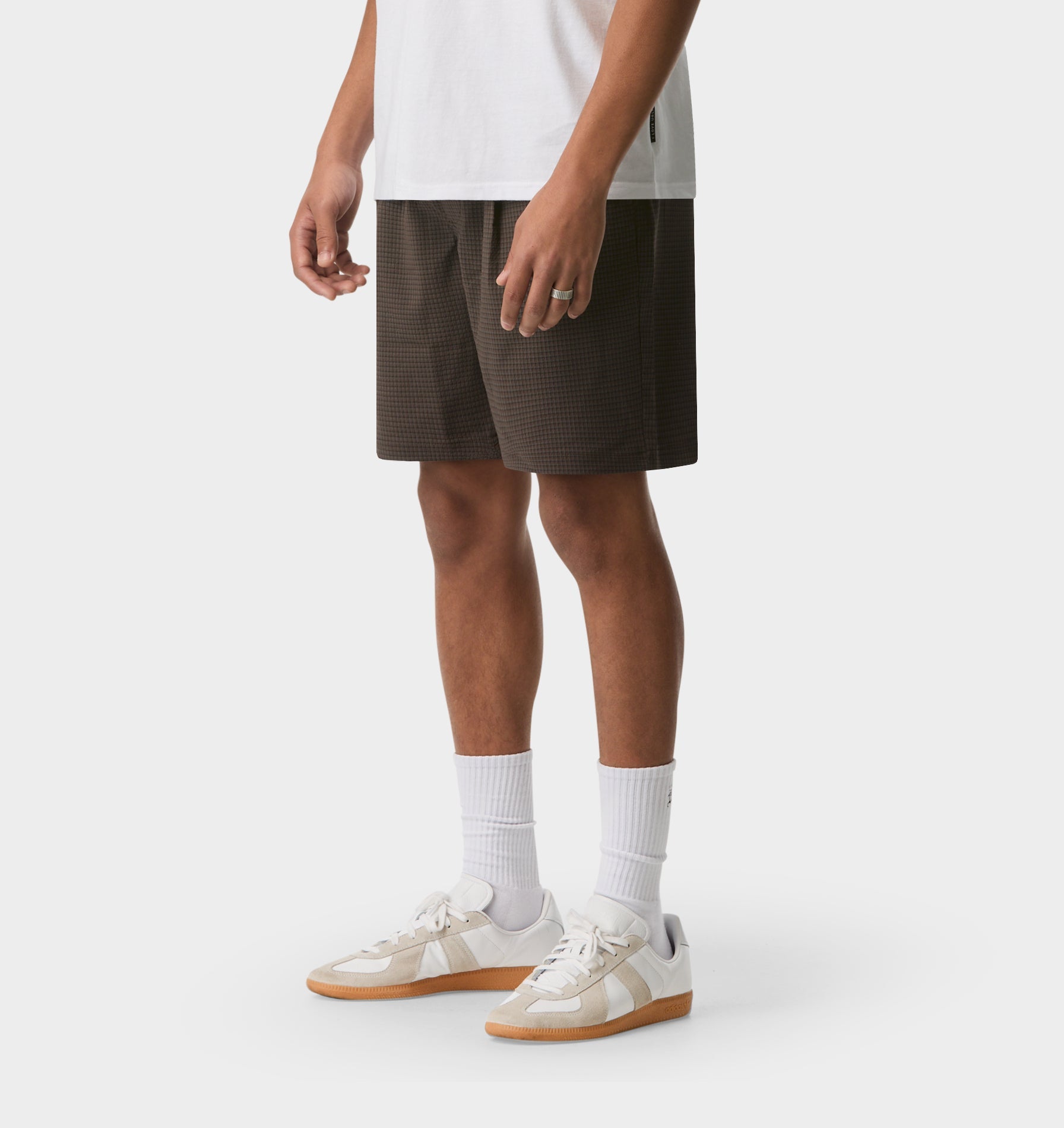 Michael Pleat Short - Brown Check