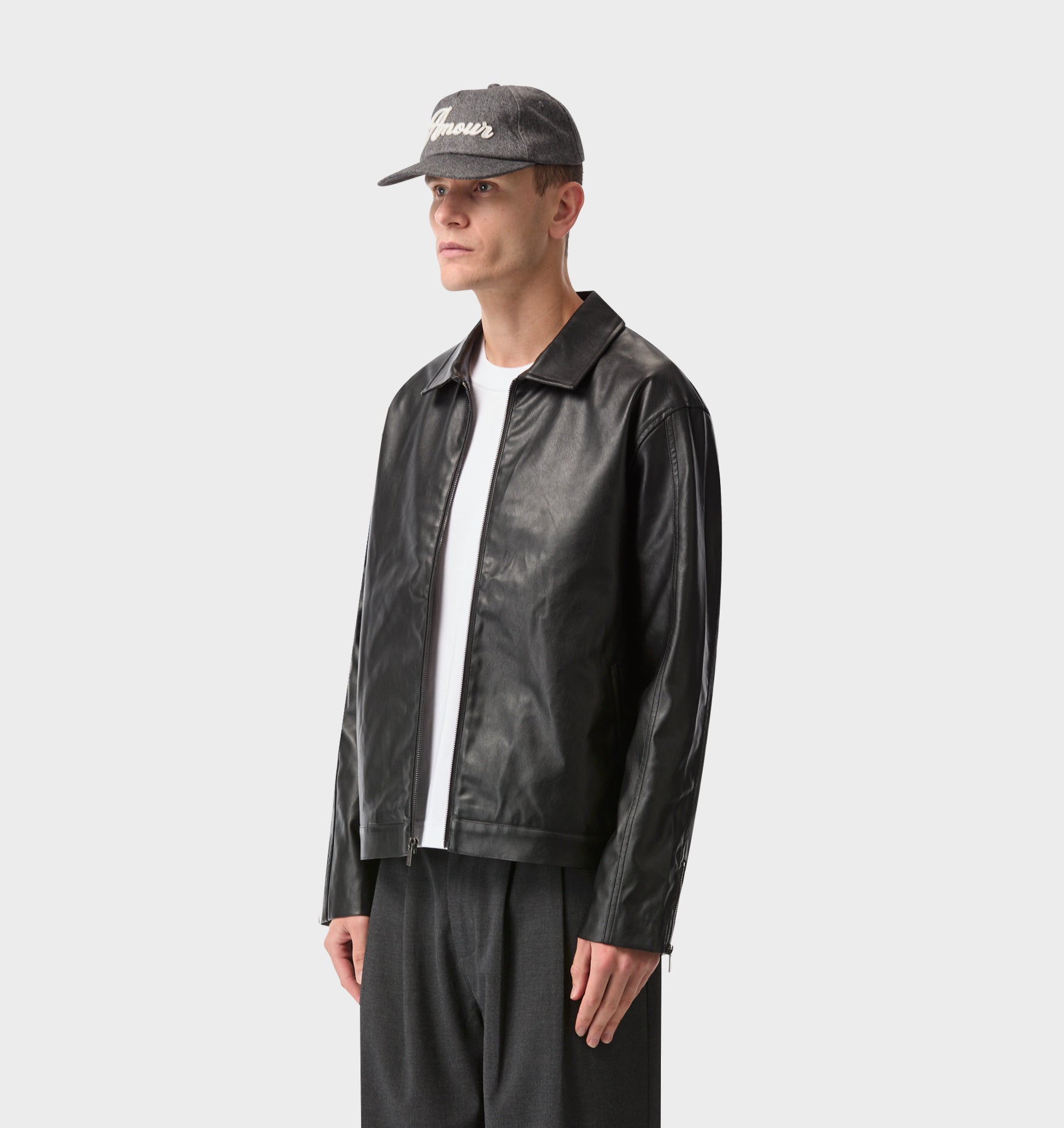 Faux Leather Mason Jacket - Black