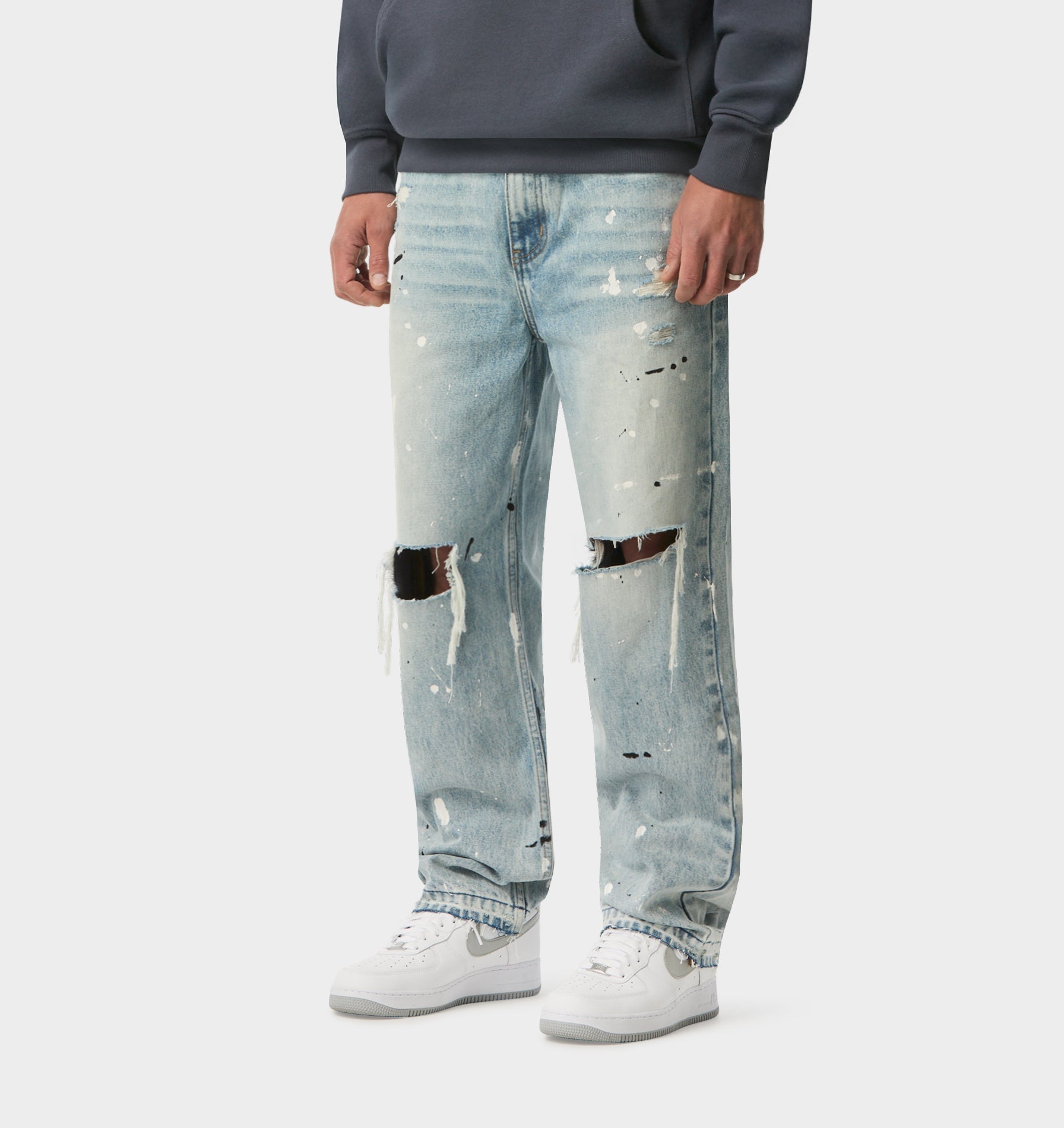 Distressed Clean Carpenter Denim in Paint Splatter | I Love Ugly US