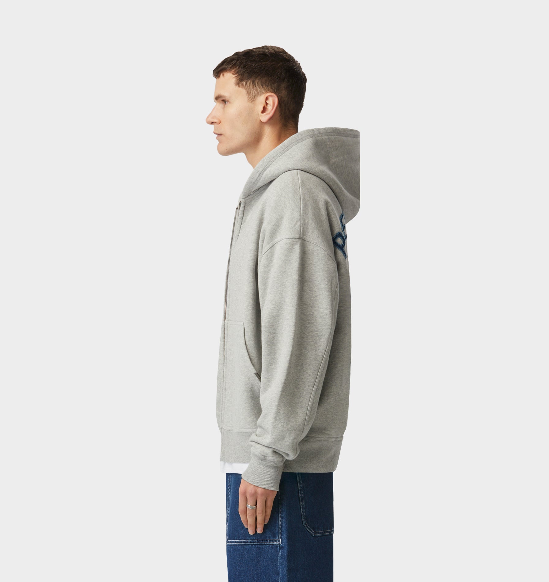 Applique Zip Up Box Hood - Vintage Grey