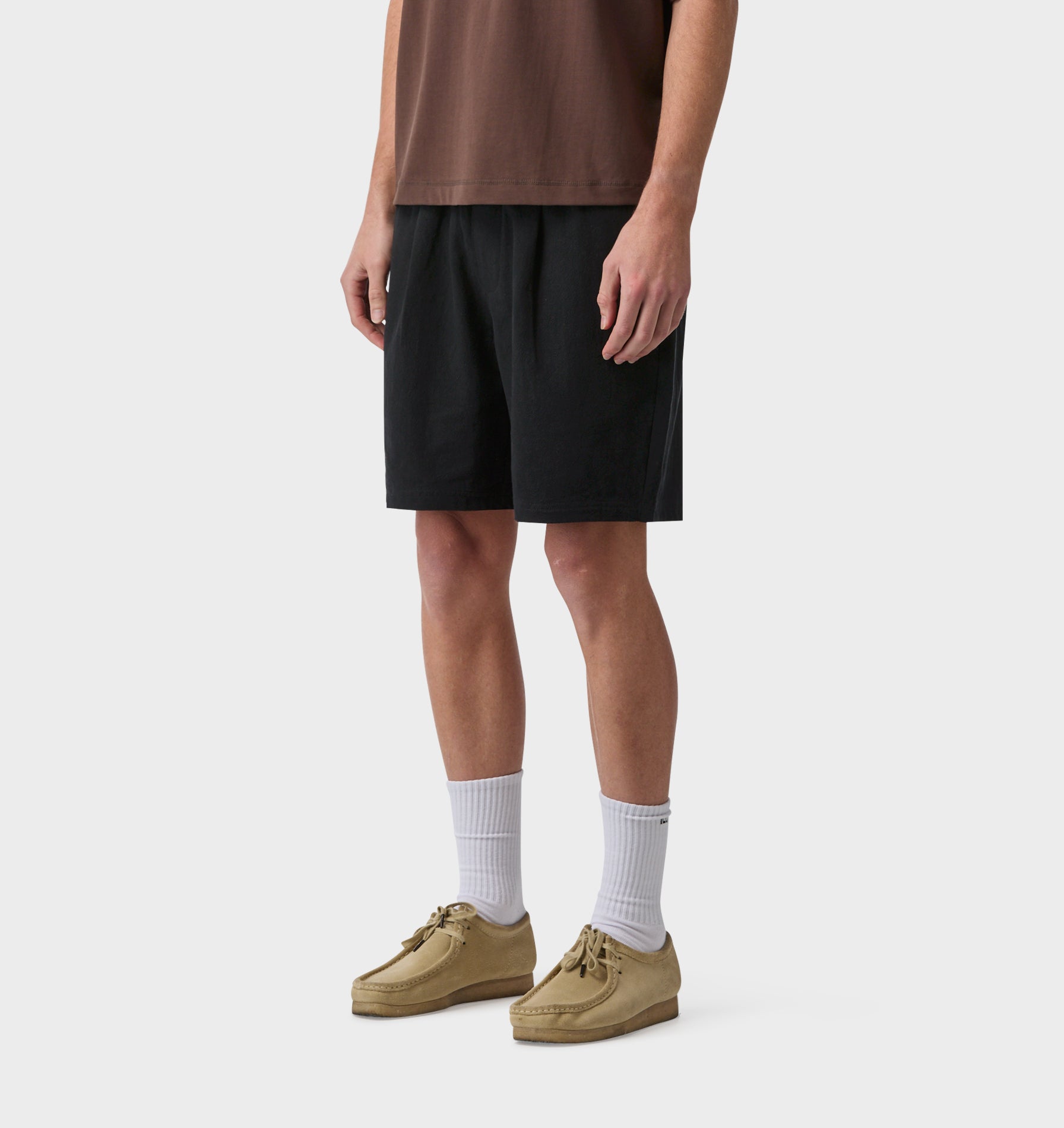 Linen Michael Pleat Short in Black | I Love Ugly US