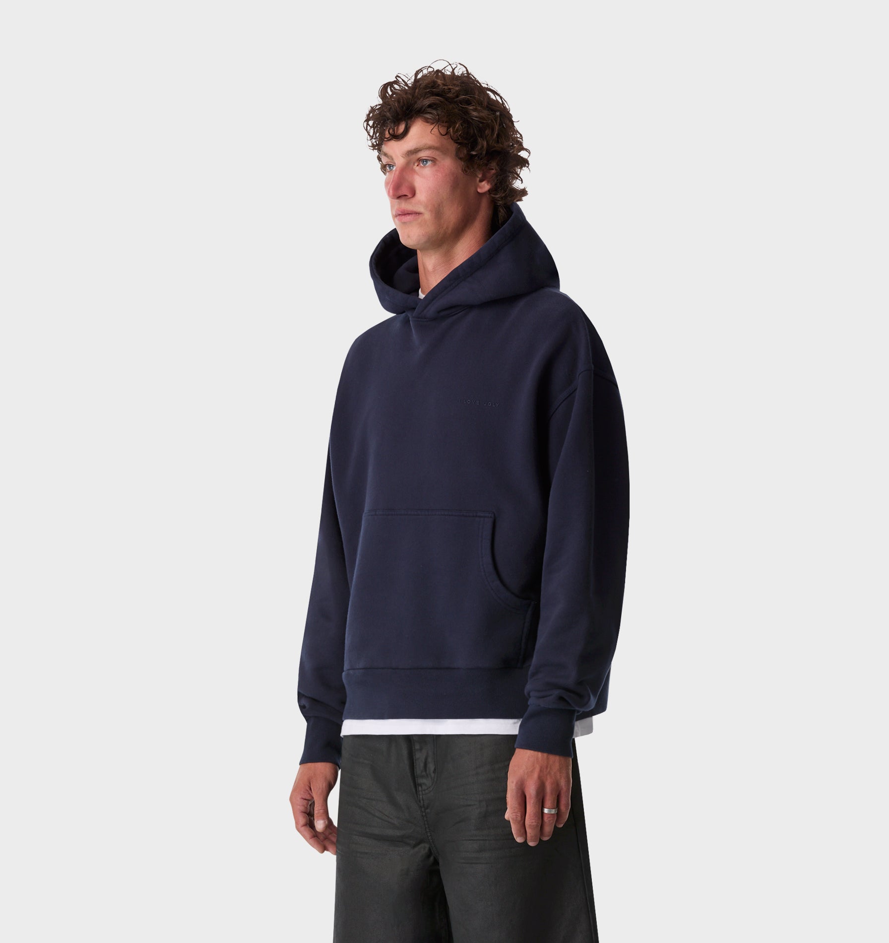 Crop Box Hood - Washed Navy