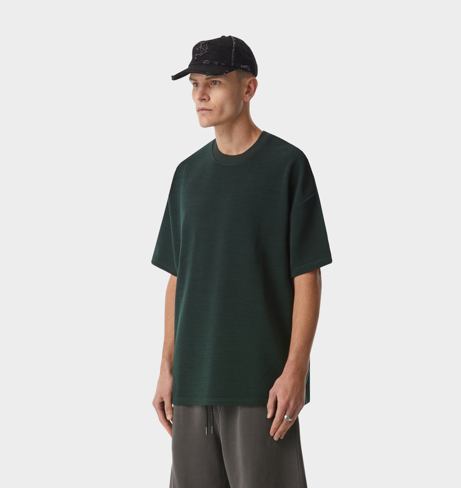 Ribbed Box Tee - Forest