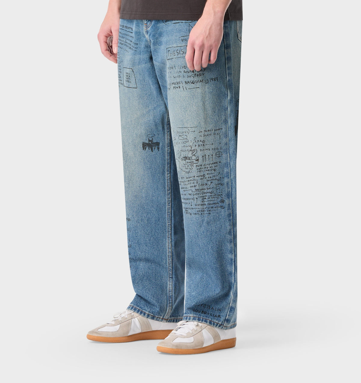 Basquiat Scribble Edgar Wide Denim - Vintage Blue