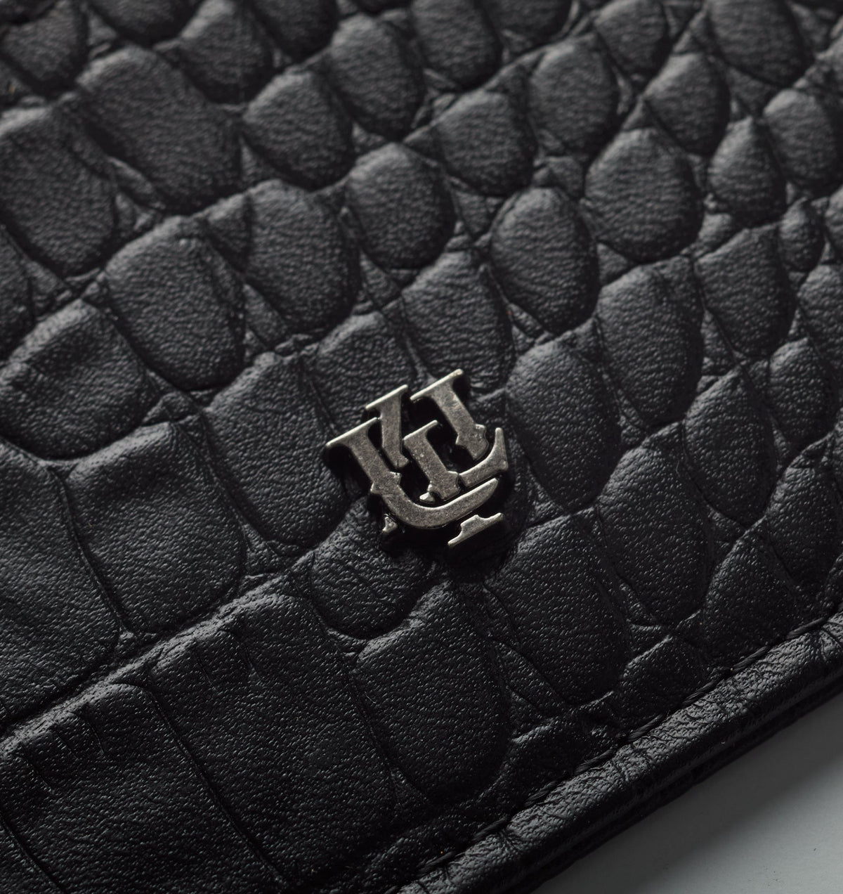 Leather Bi-Fold Wallet - Black Croc