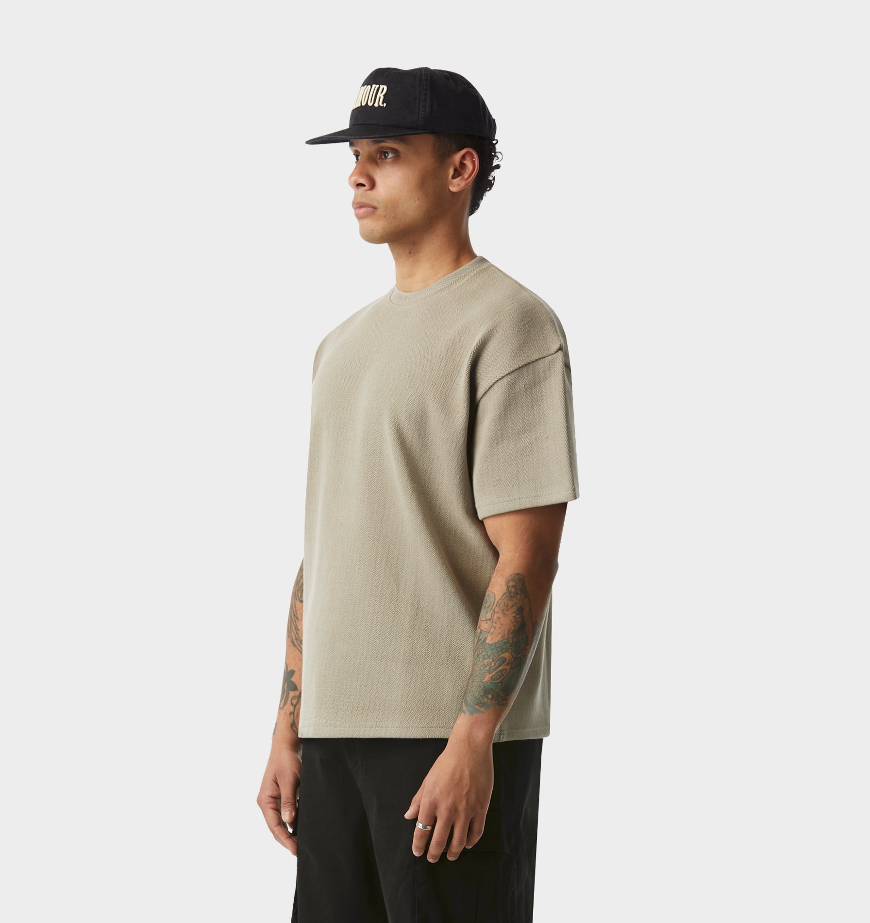 Herringbone Lewi Tee - Taupe