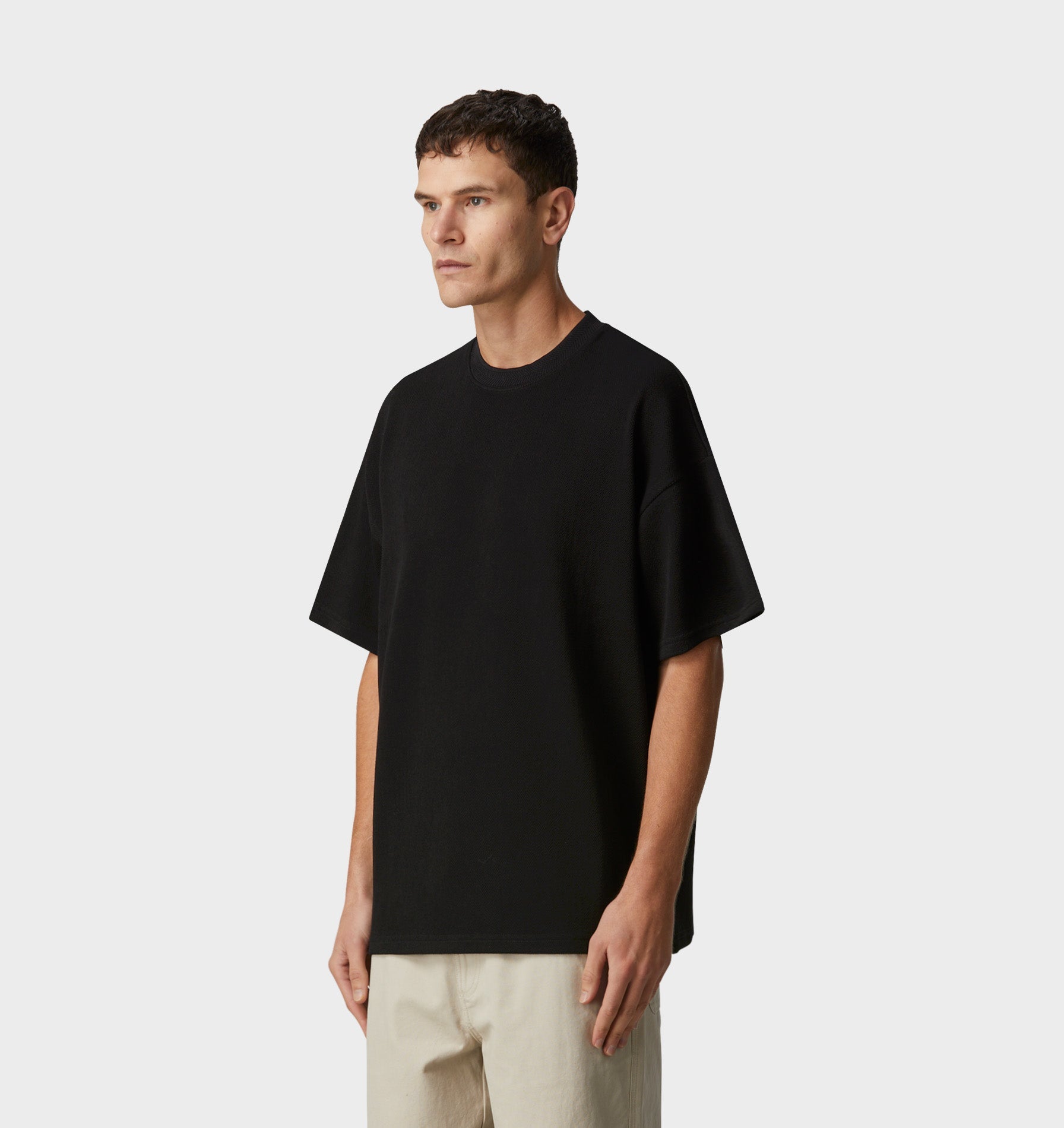 Herringbone Heavy Box Tee - Black