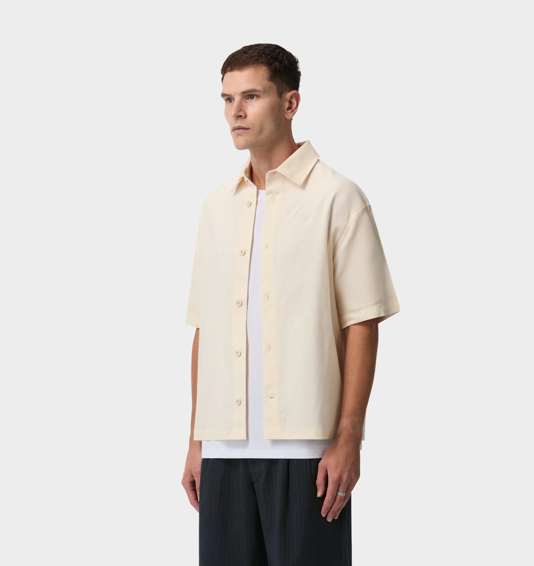 Linen Dawson Boxy SS Shirt - Bone