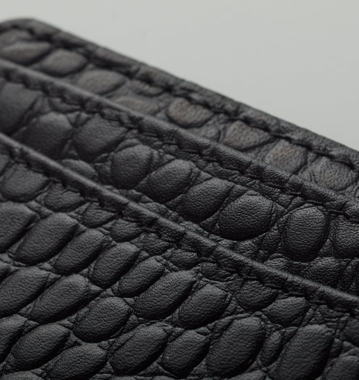 Leather Bi-Fold Wallet - Black Croc