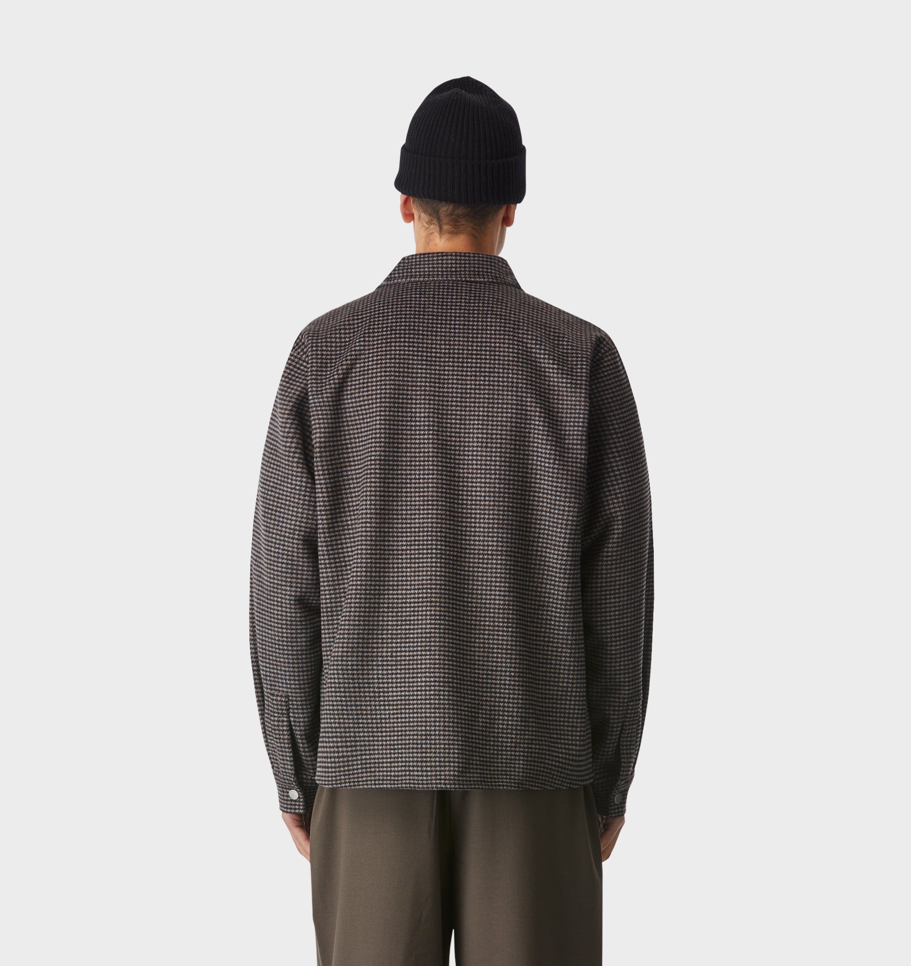 Wool Overshirt - Black/Rust Houndstooth