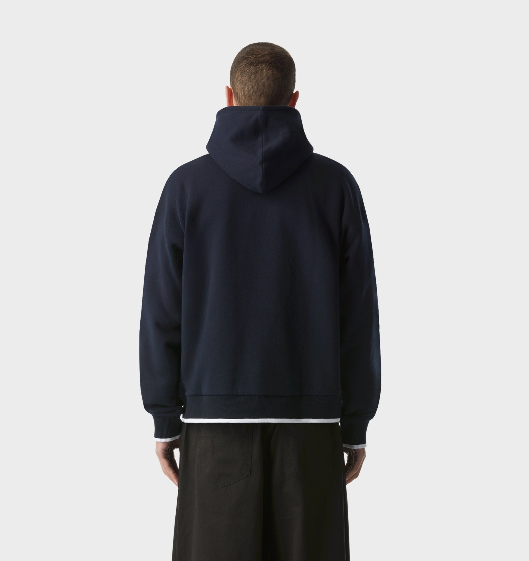 Box Crop Hood - Navy/White