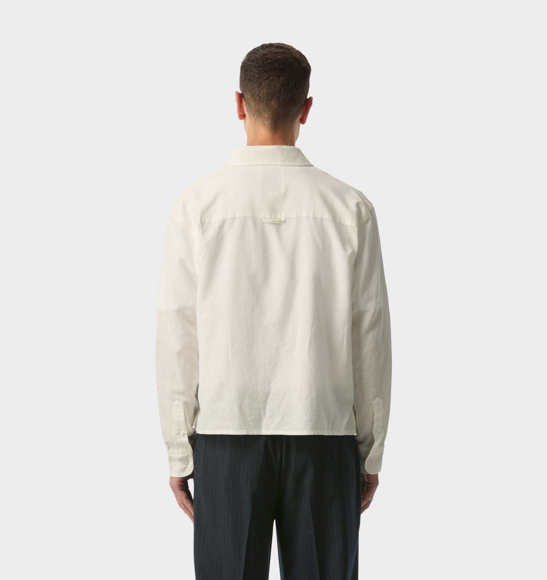 Linen Crop LS Shirt - White