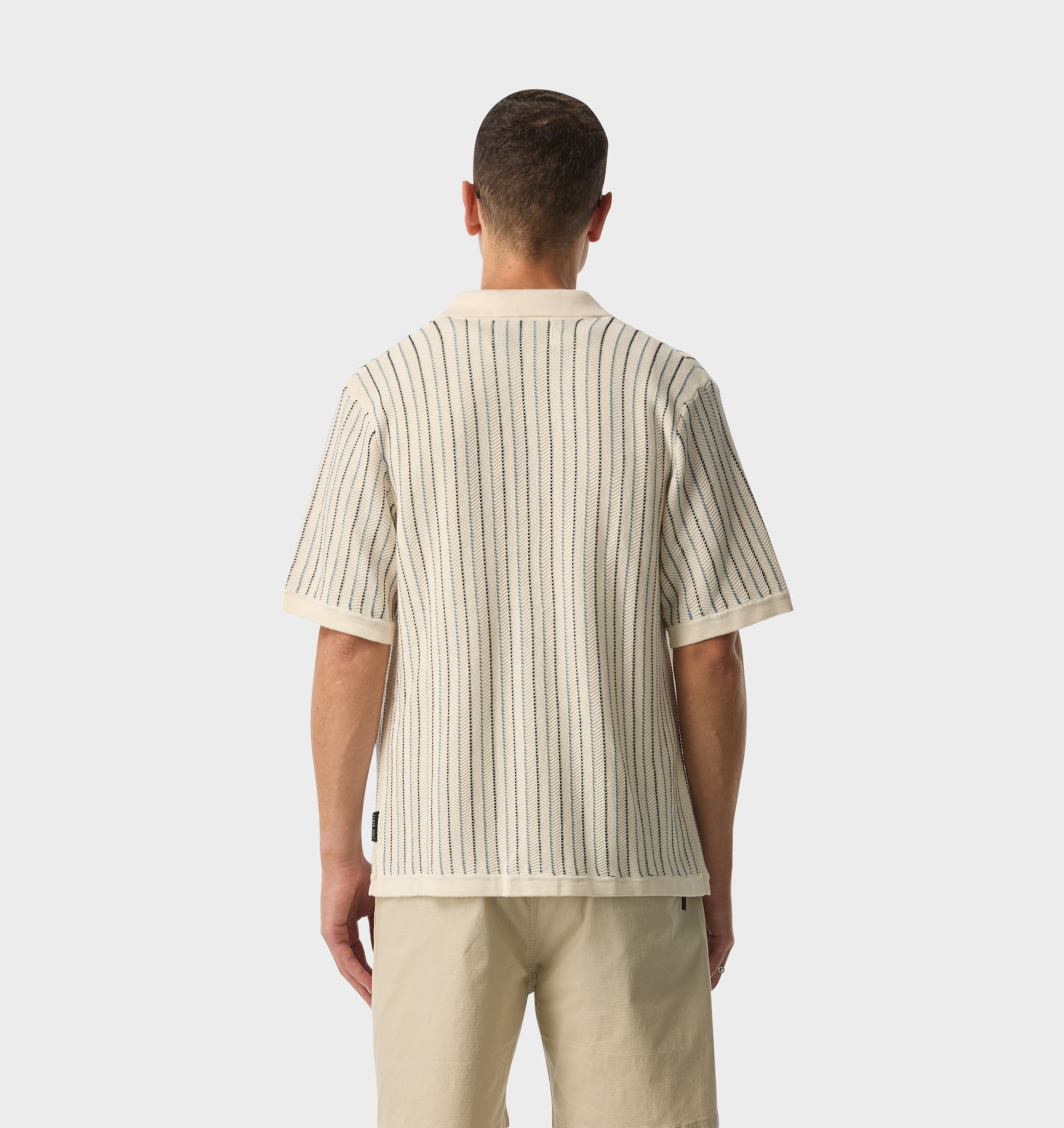 Jasper Knit SS Shirt - Off White Stripe