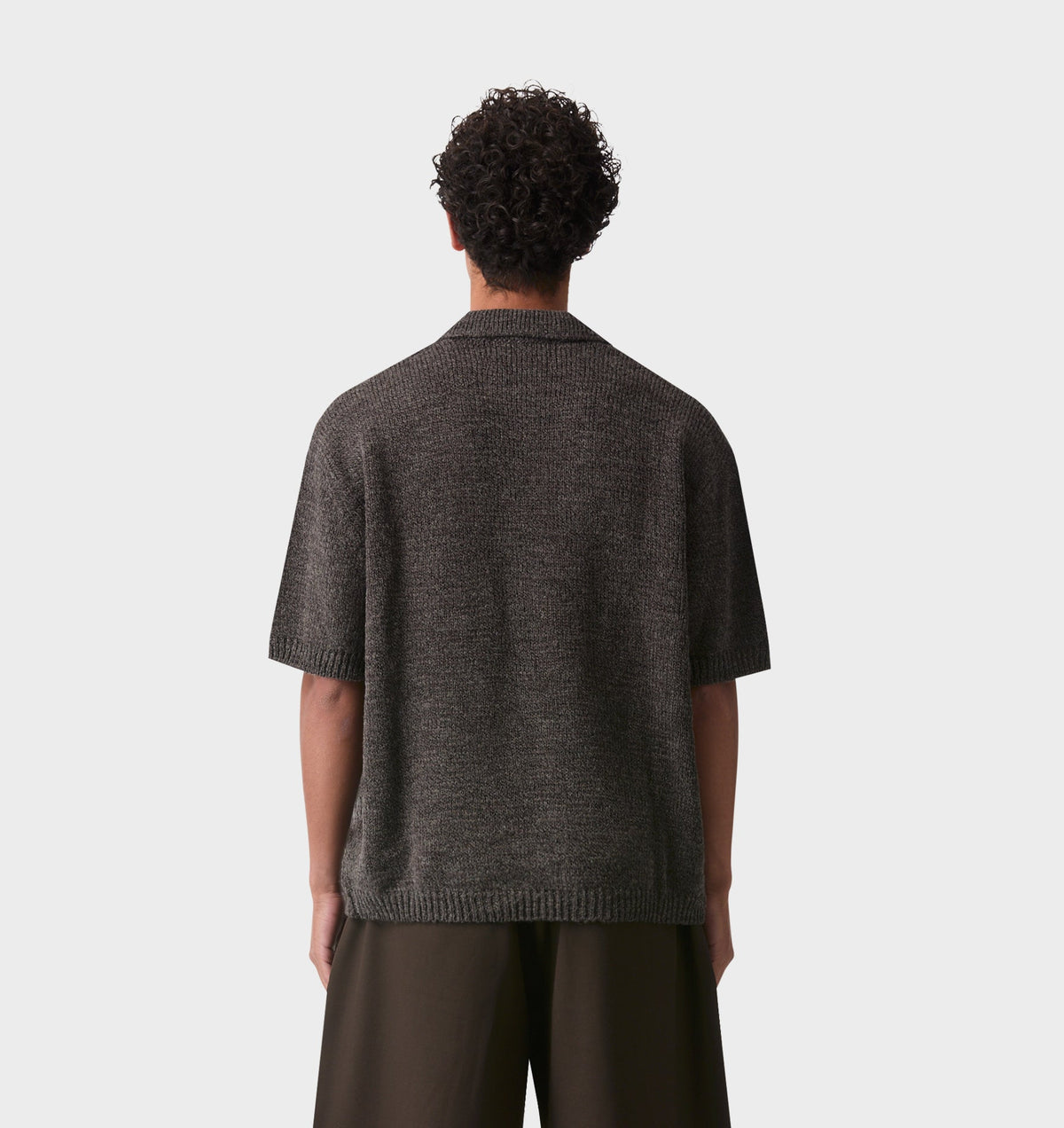 Box Knit Polo - Charcoal
