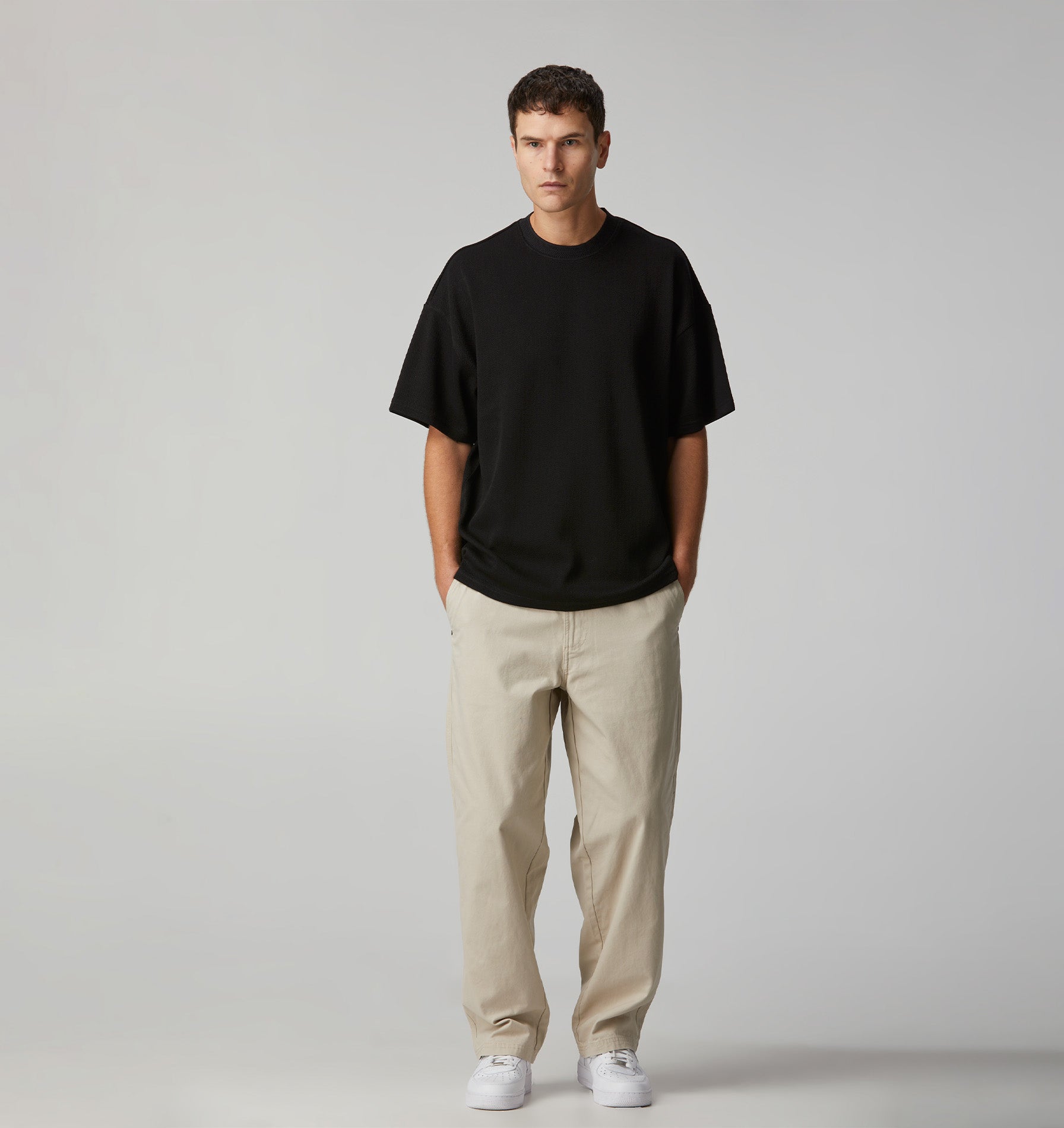 Herringbone Heavy Box Tee - Black
