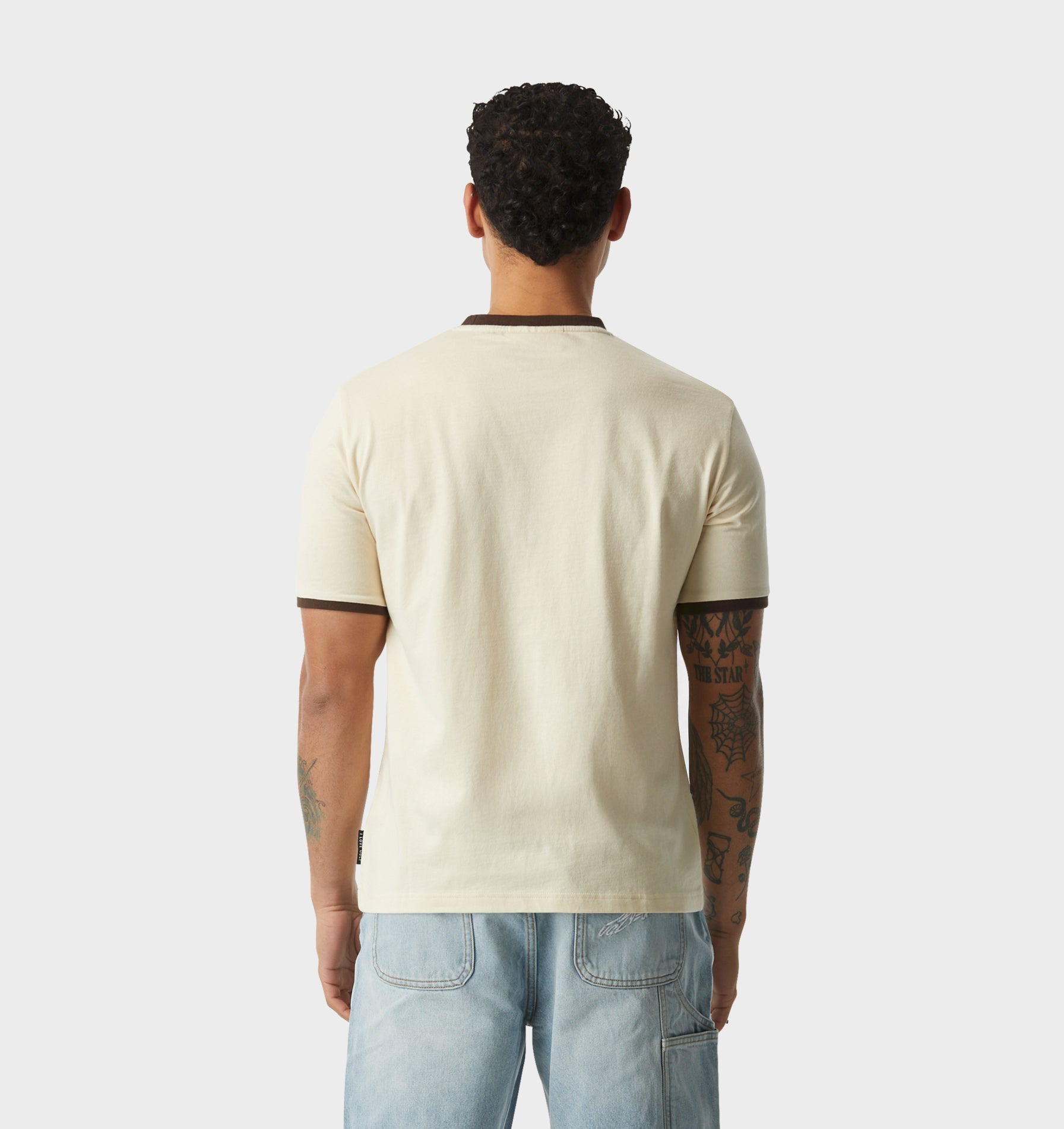 Jeremy Ringer Slim Tee - Off White/Brown