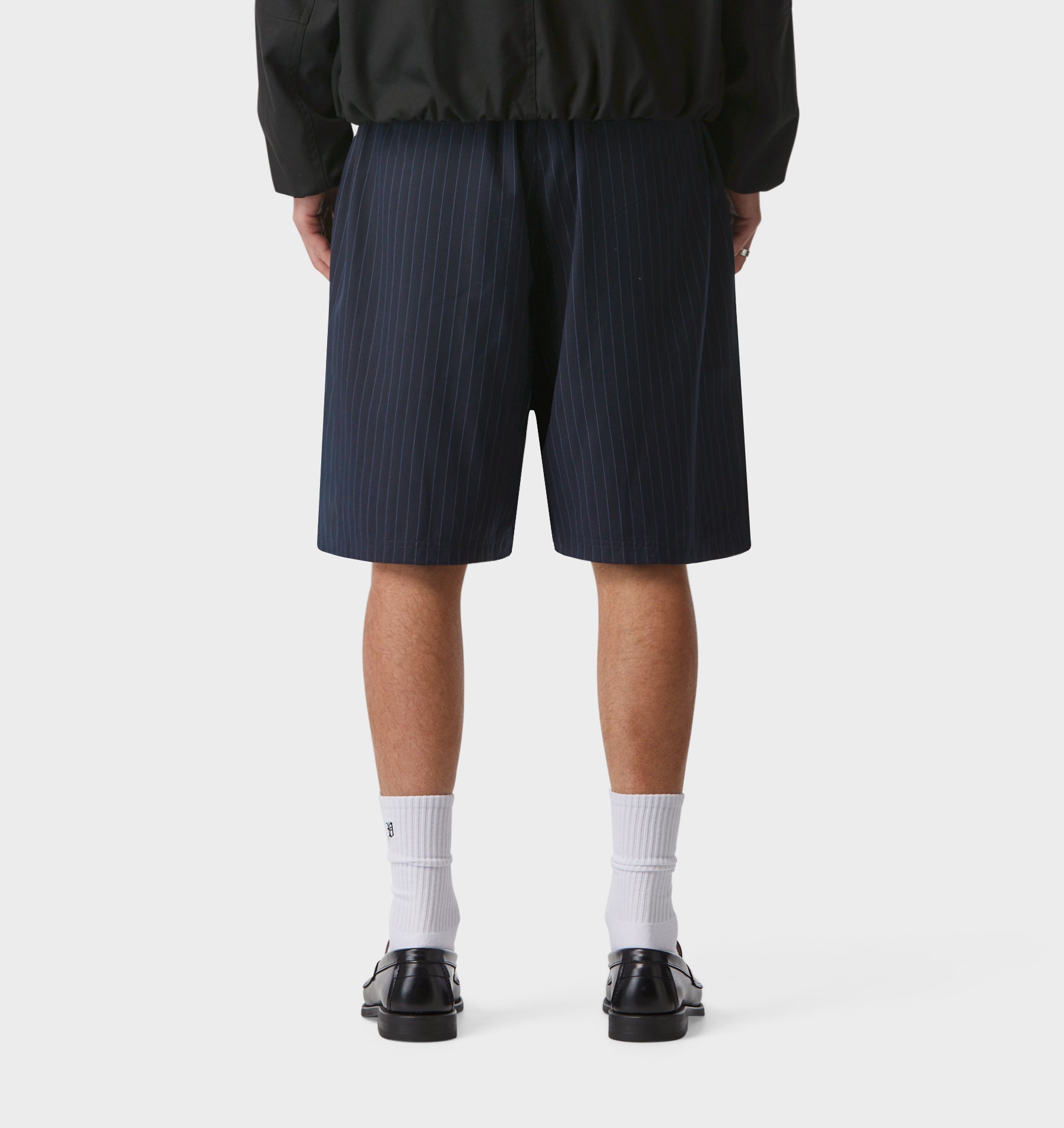 Alby Pleated Short - Blue Pinstripe