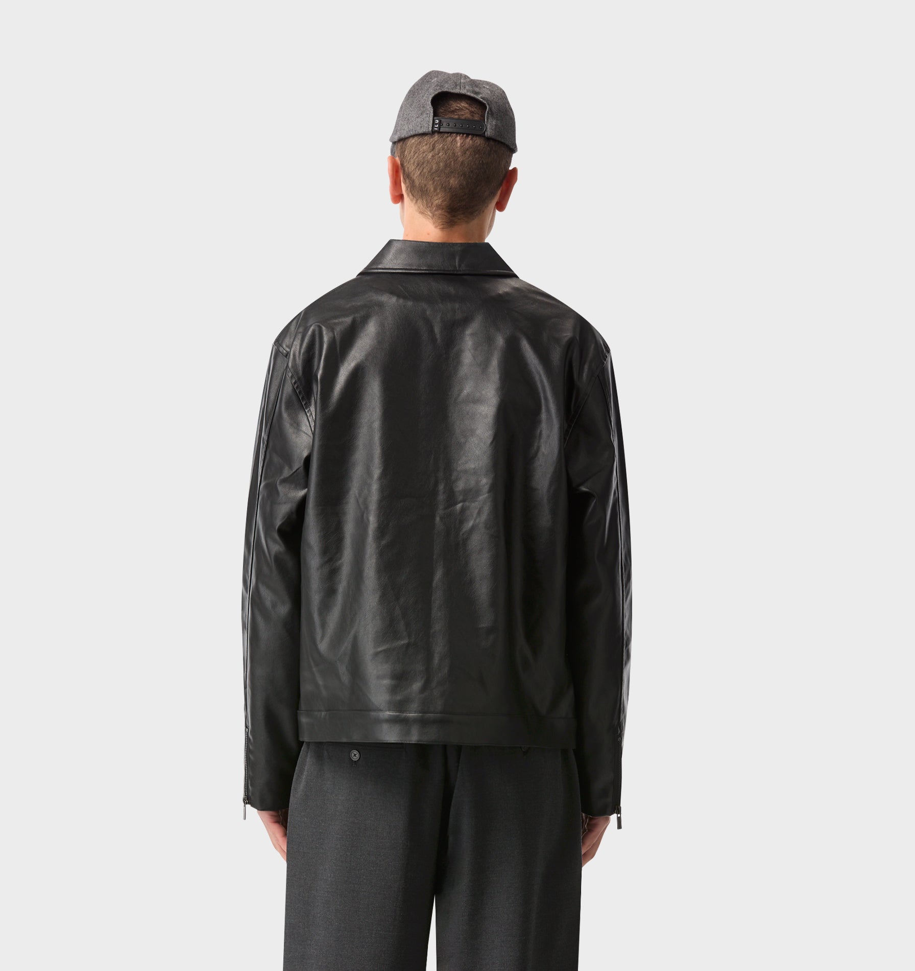 Faux Leather Mason Jacket - Black