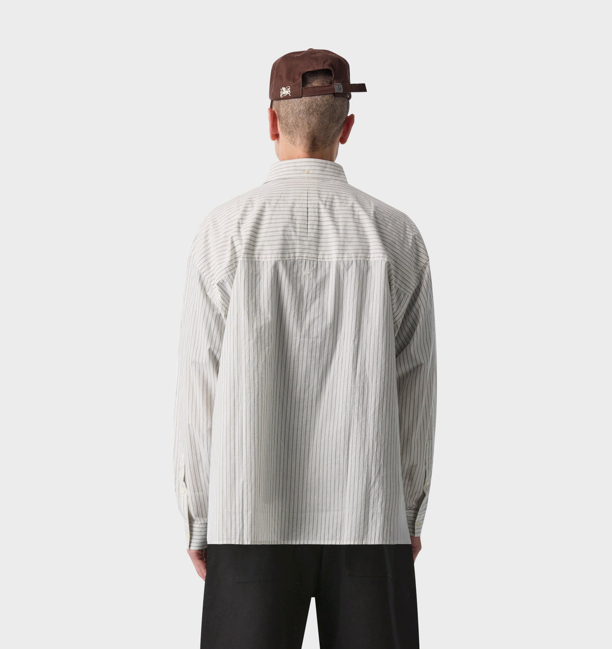 Kingston Oversized Shirt - White/Black/Beige Stripe