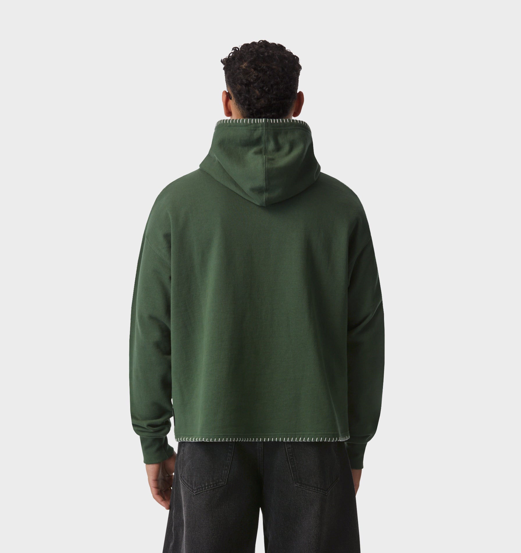 Blanket Stitch Box Hood 2.0 - Forest Green