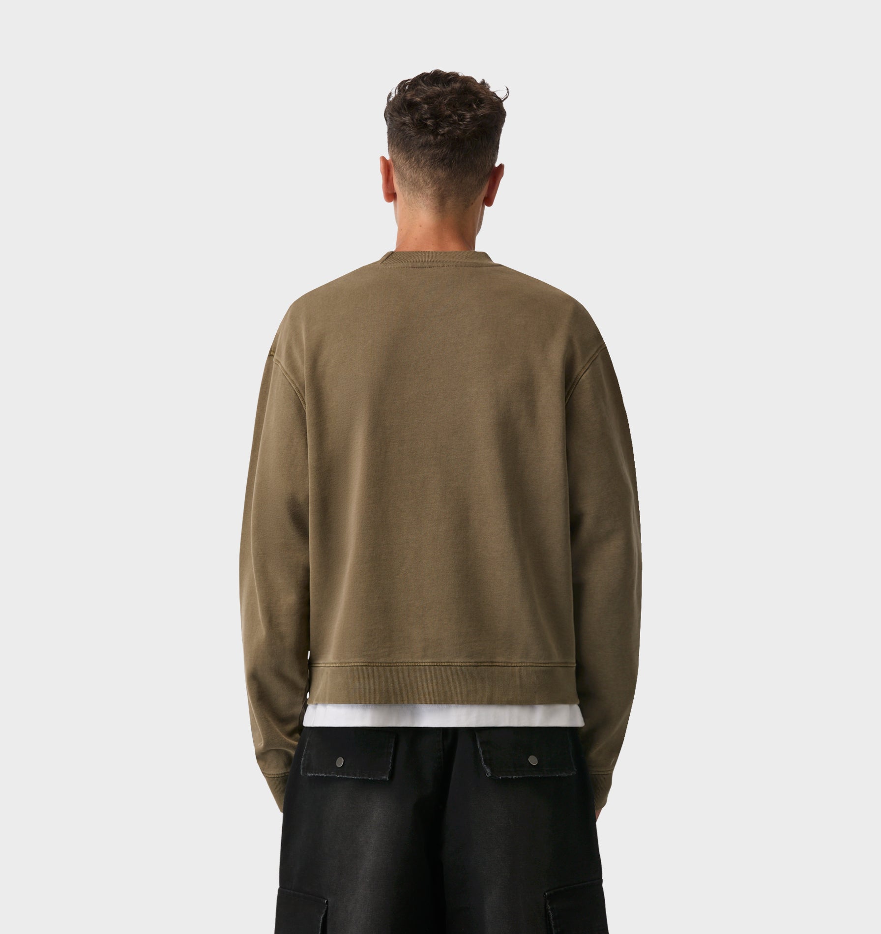 Crop Oversized Crew - Washed Mushroom
