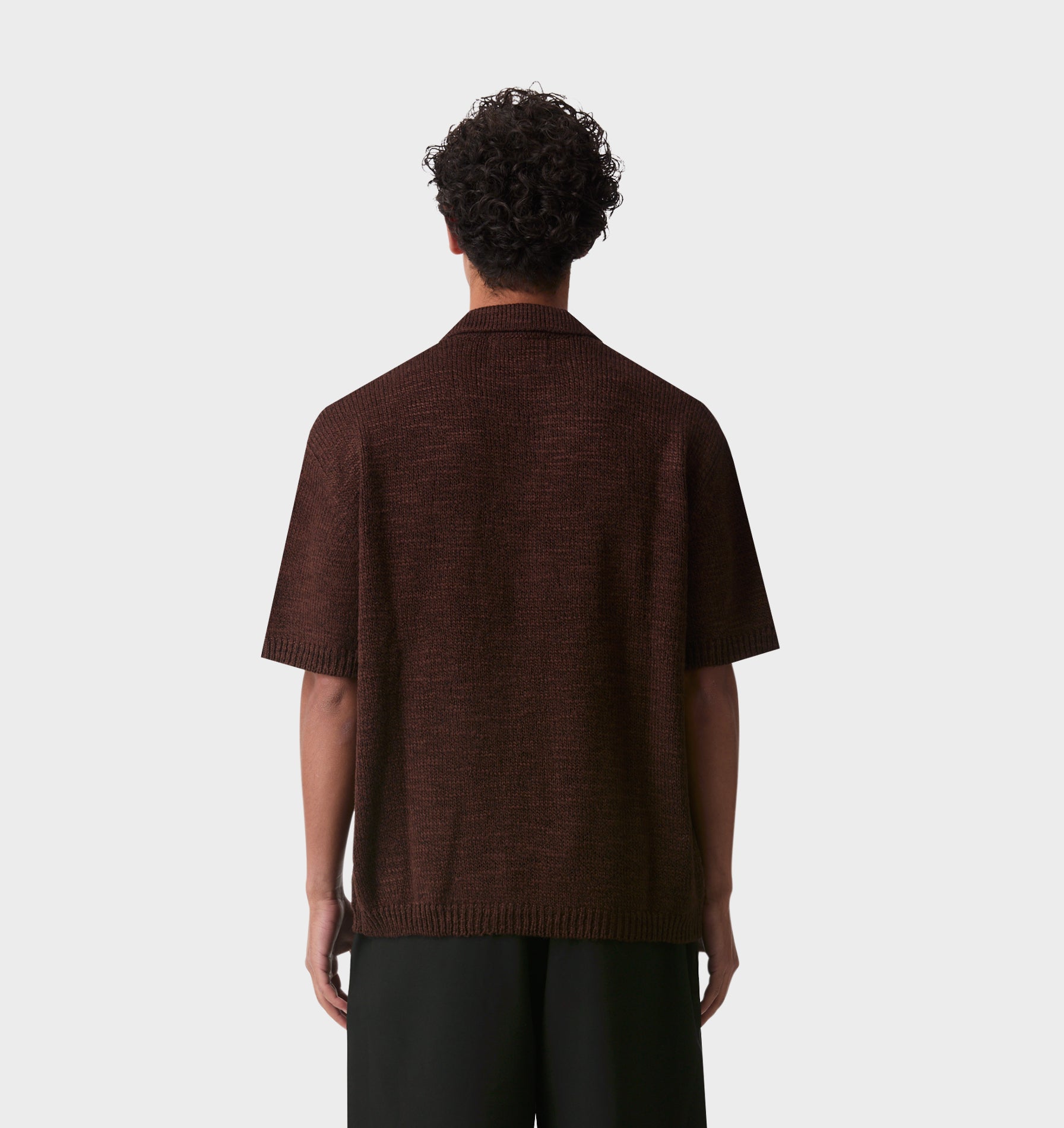 Box Knit Polo - Brown