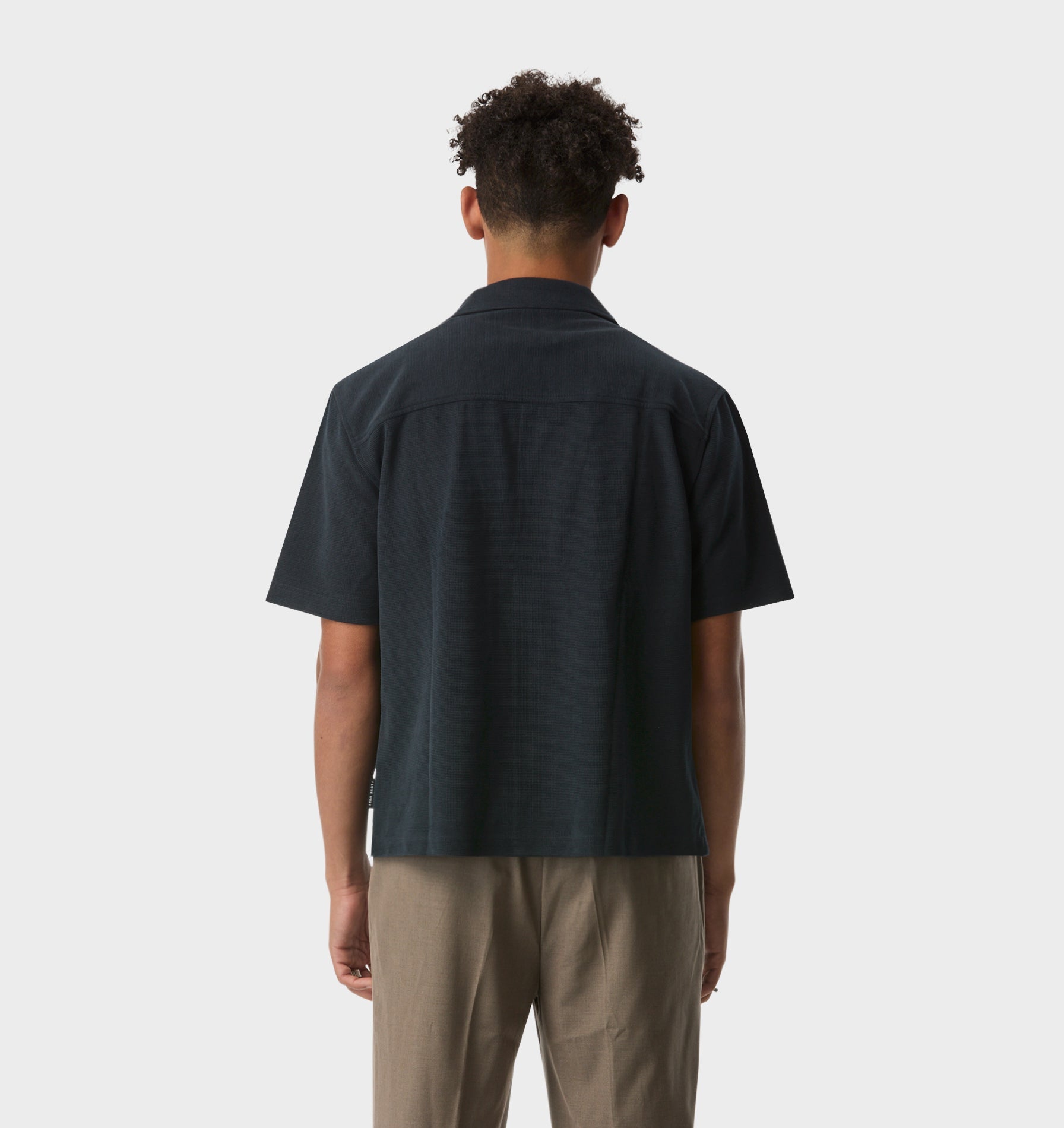 Waffle Box Cuban Collar SS Shirt - Dark Indigo