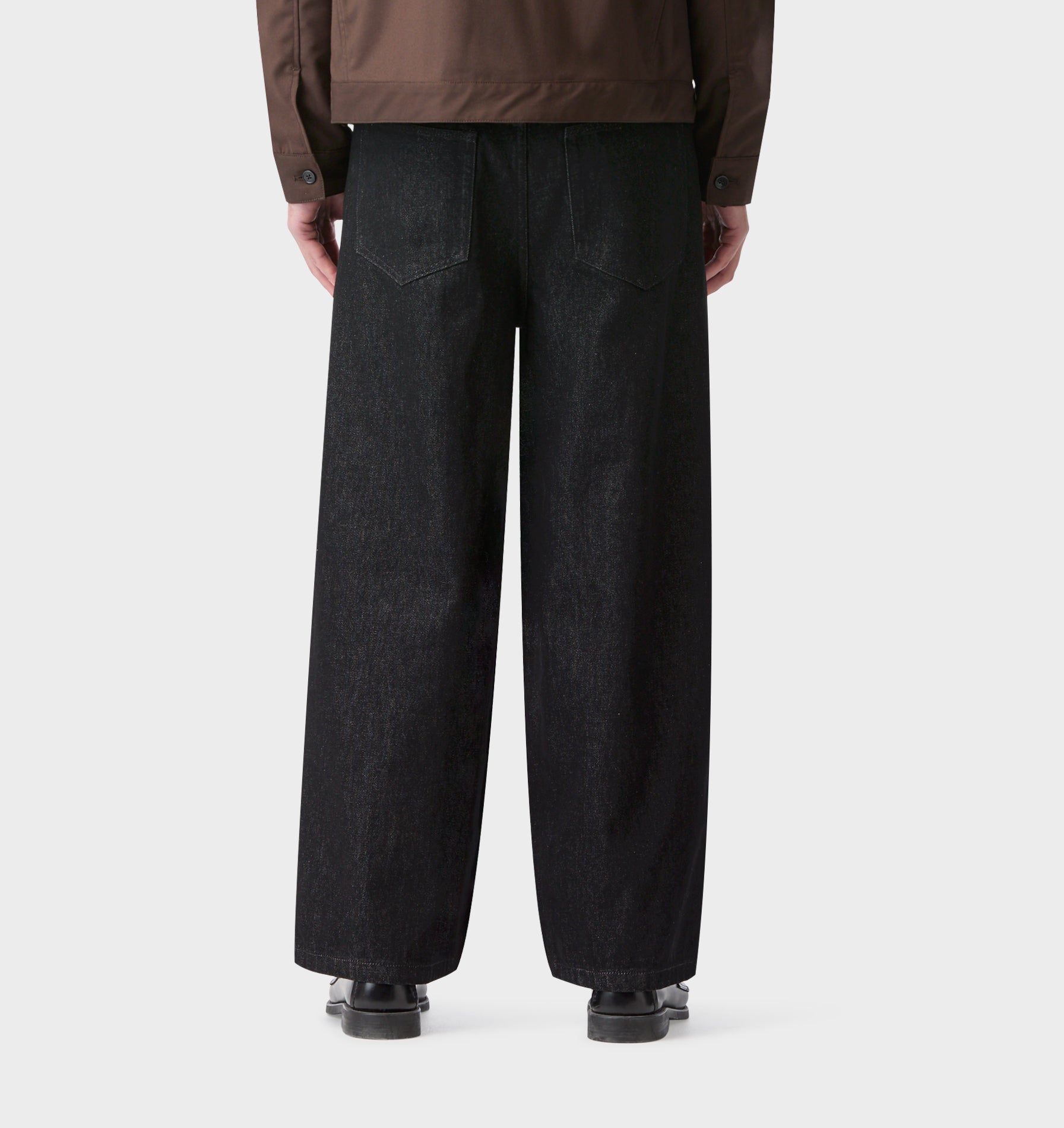 Wide Leg Pleat Denim - Black