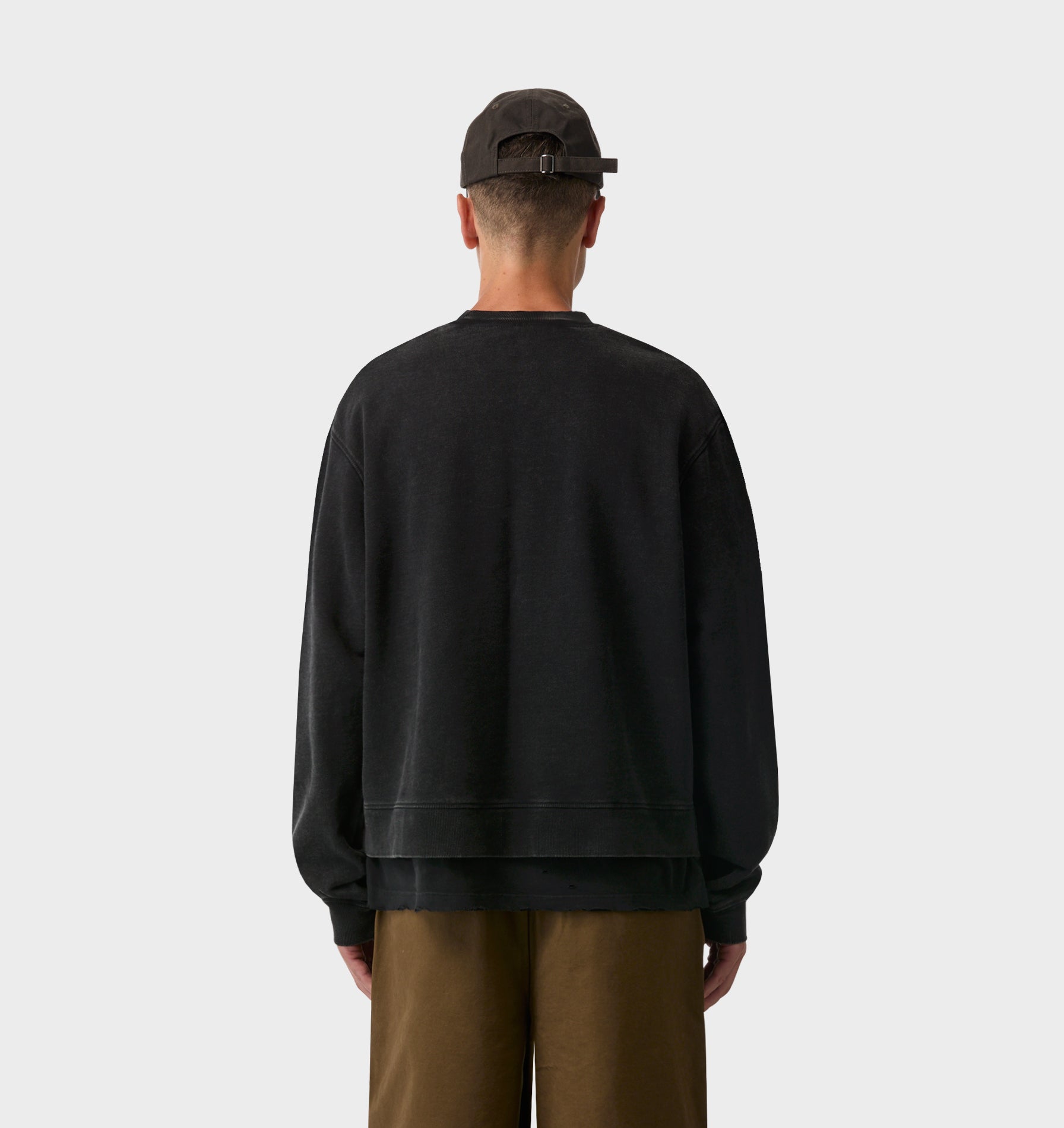 Crop Oversized Crew - Vintage Black