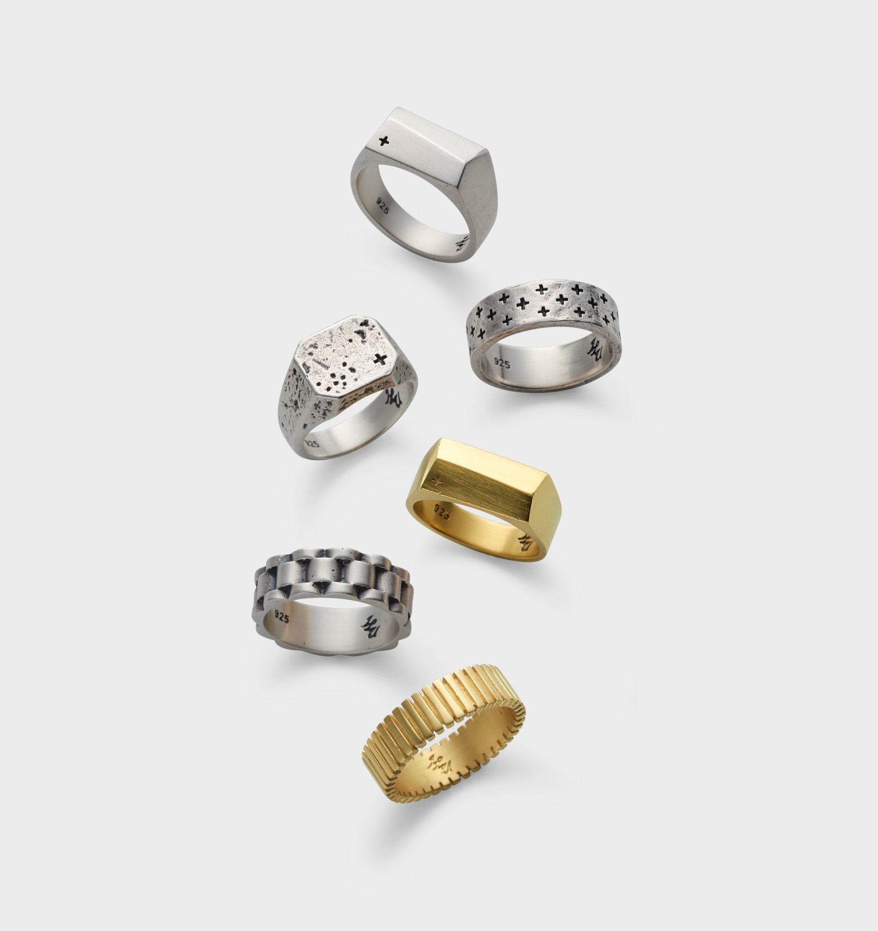 Distressed Octagon Signet Ring - Silver