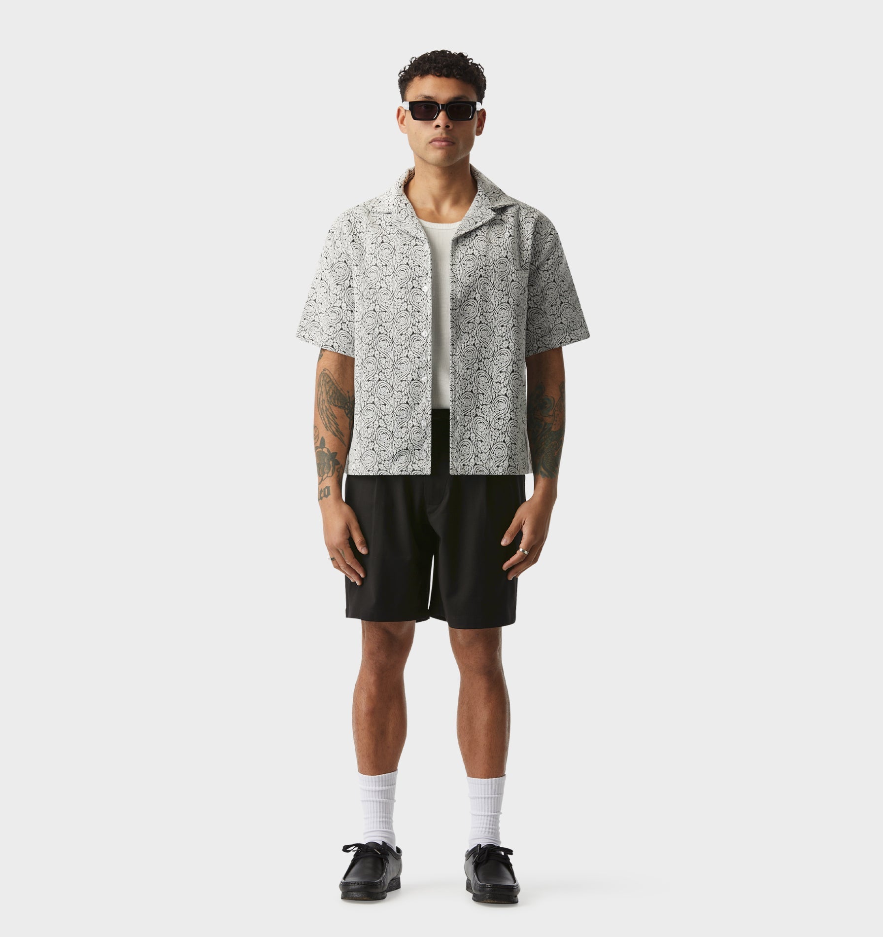 Box Cuban Collar SS Shirt - Paisley