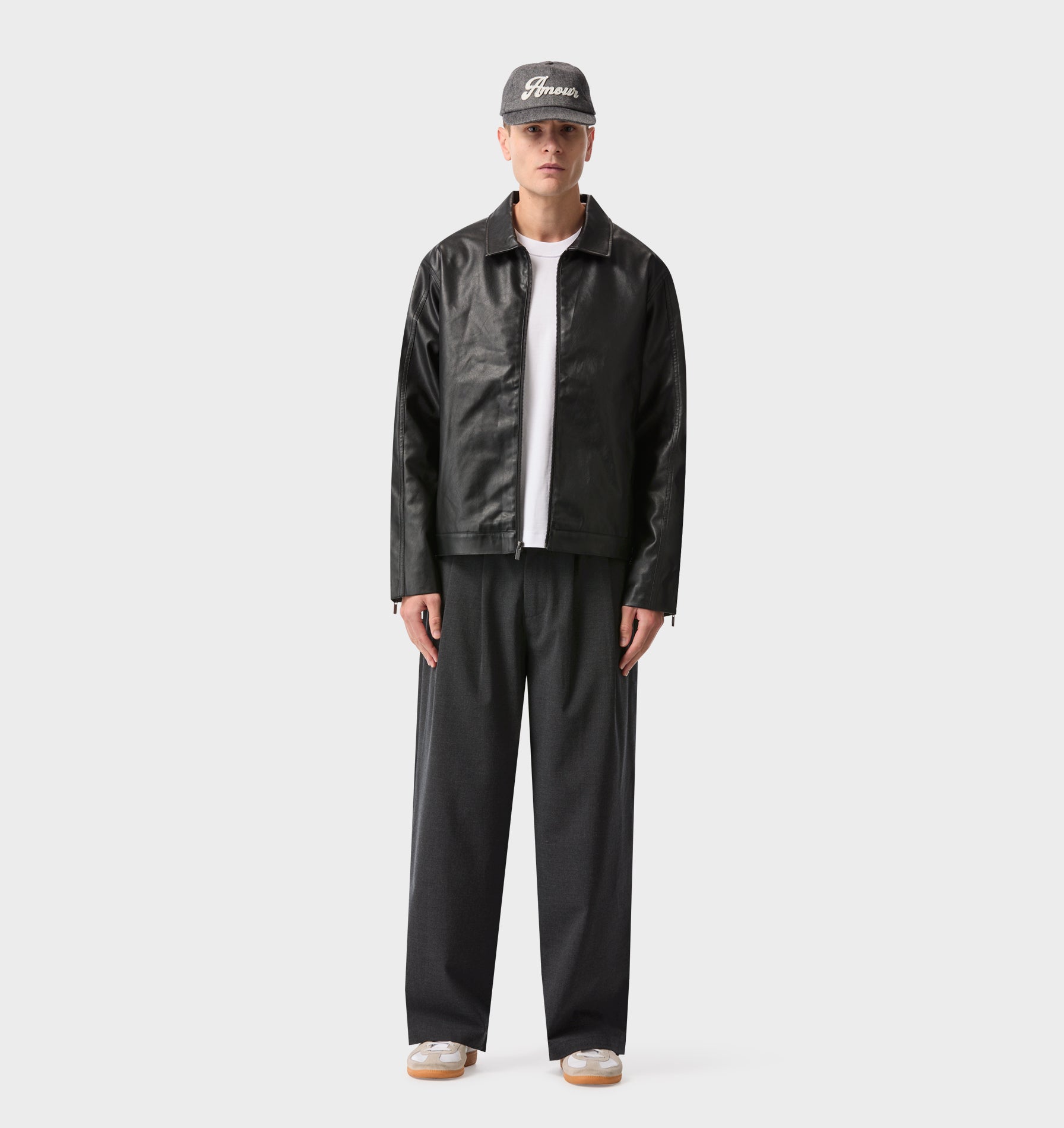 Faux Leather Mason Jacket - Black