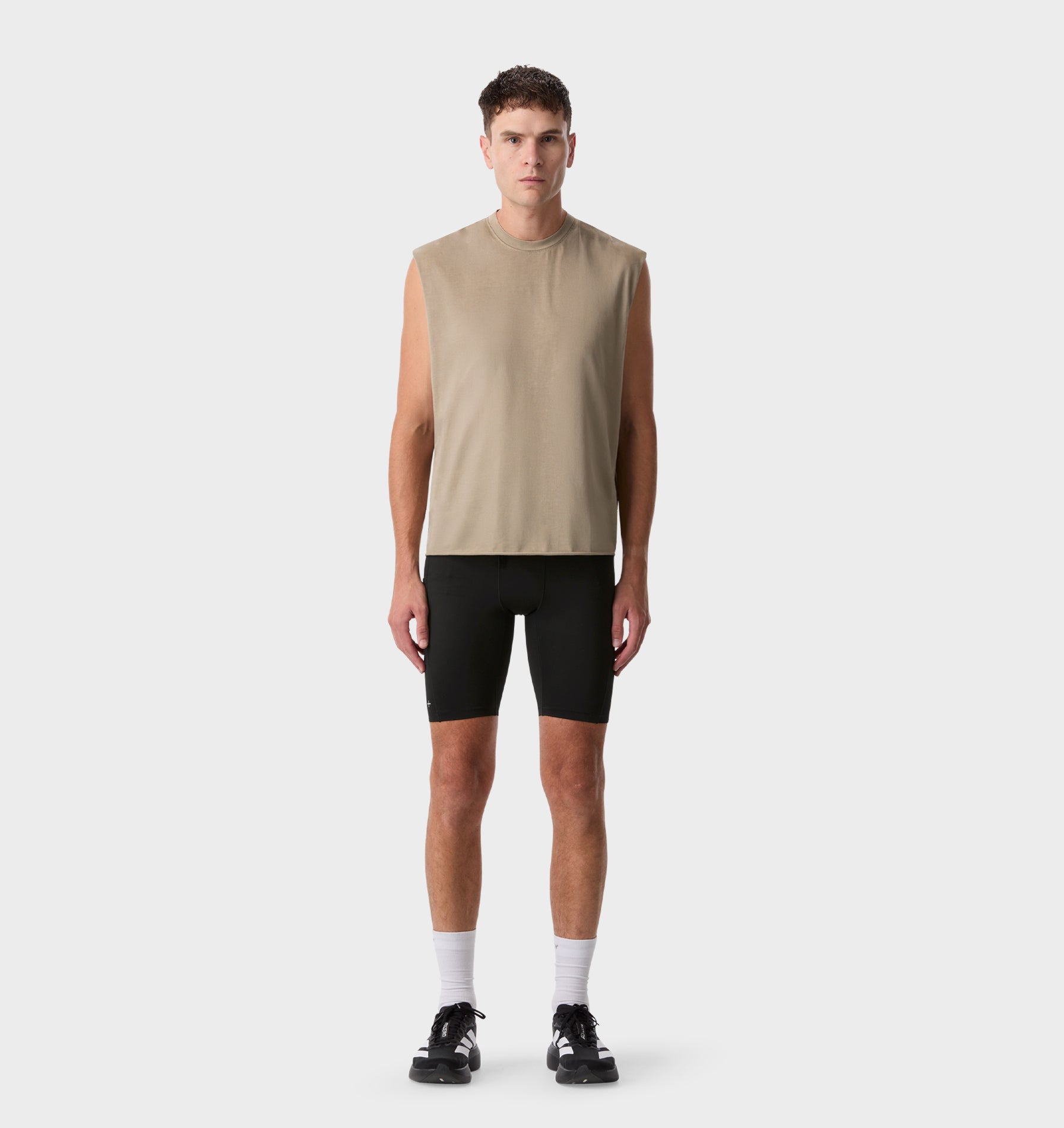 Cotton Active Crop Tank - Washed Taupe