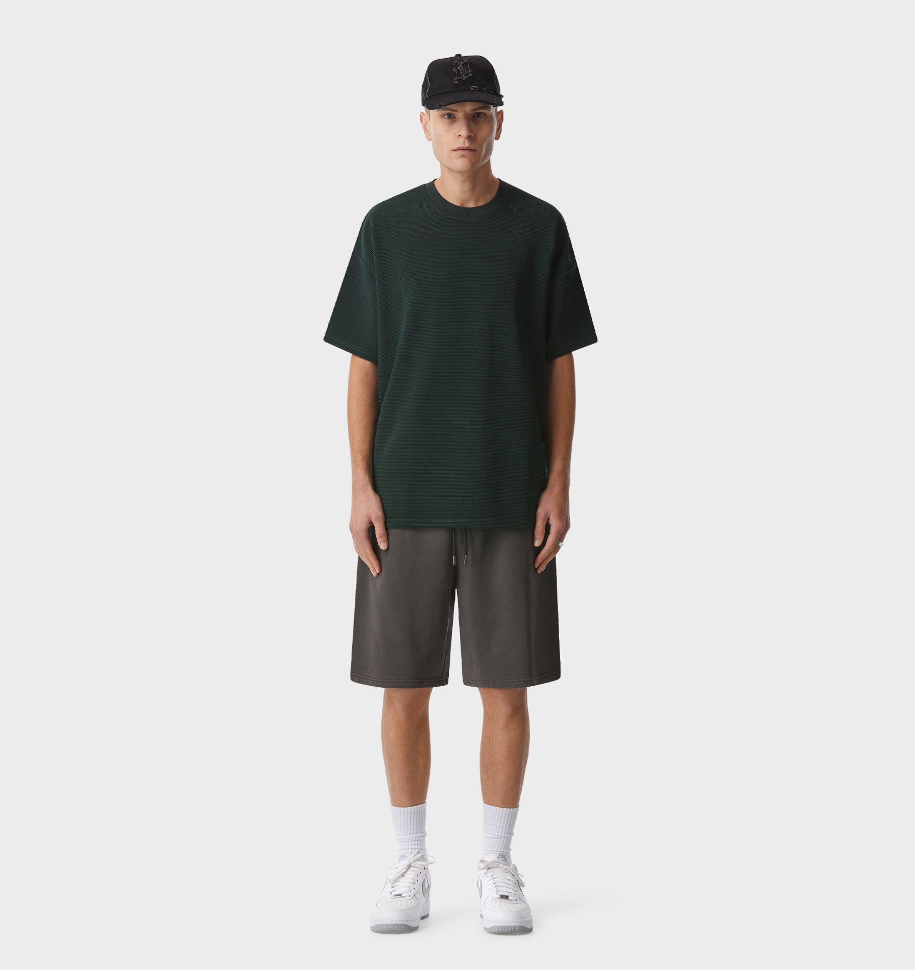 Ribbed Box Tee - Forest