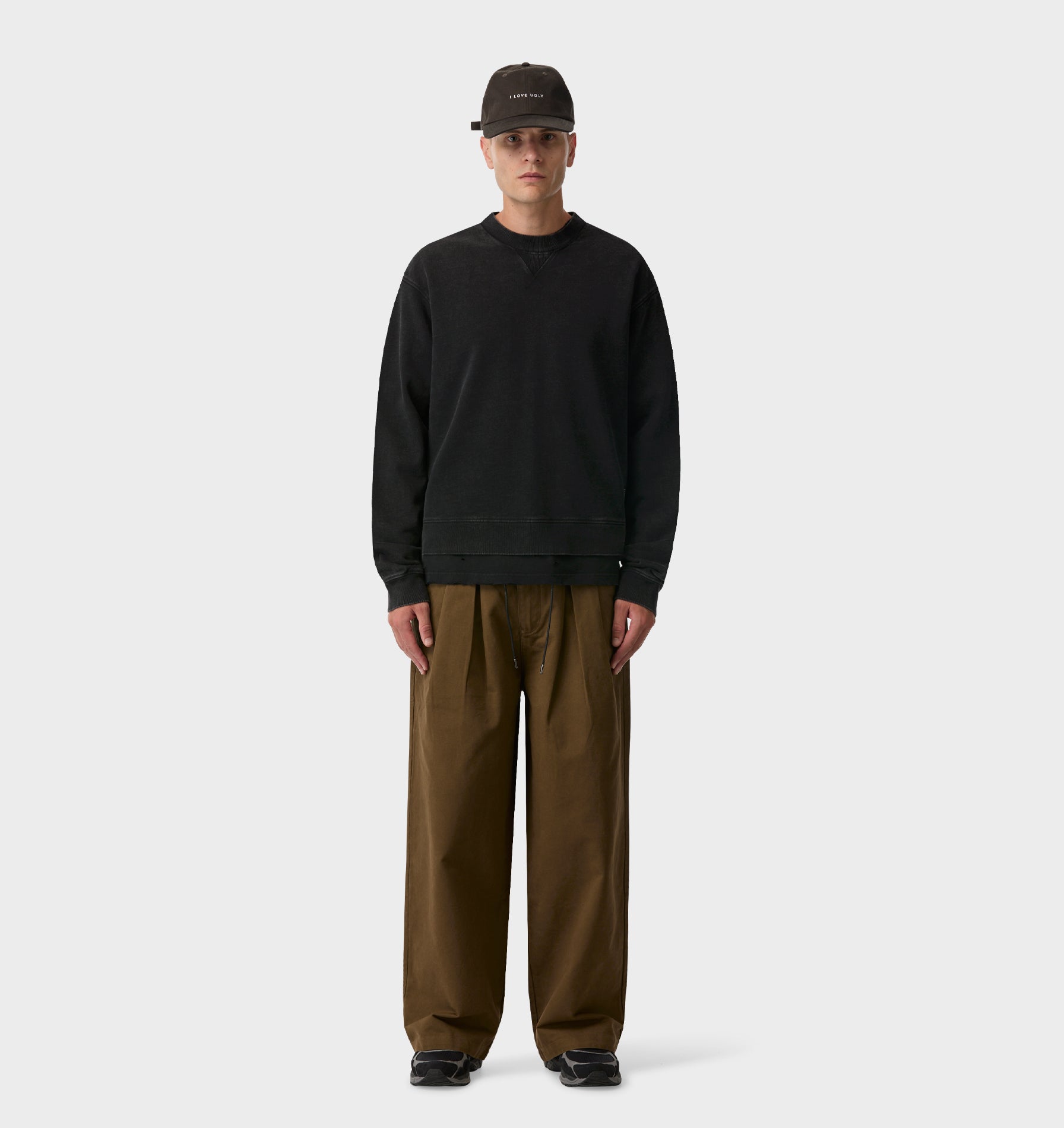 Crop Oversized Crew - Vintage Black