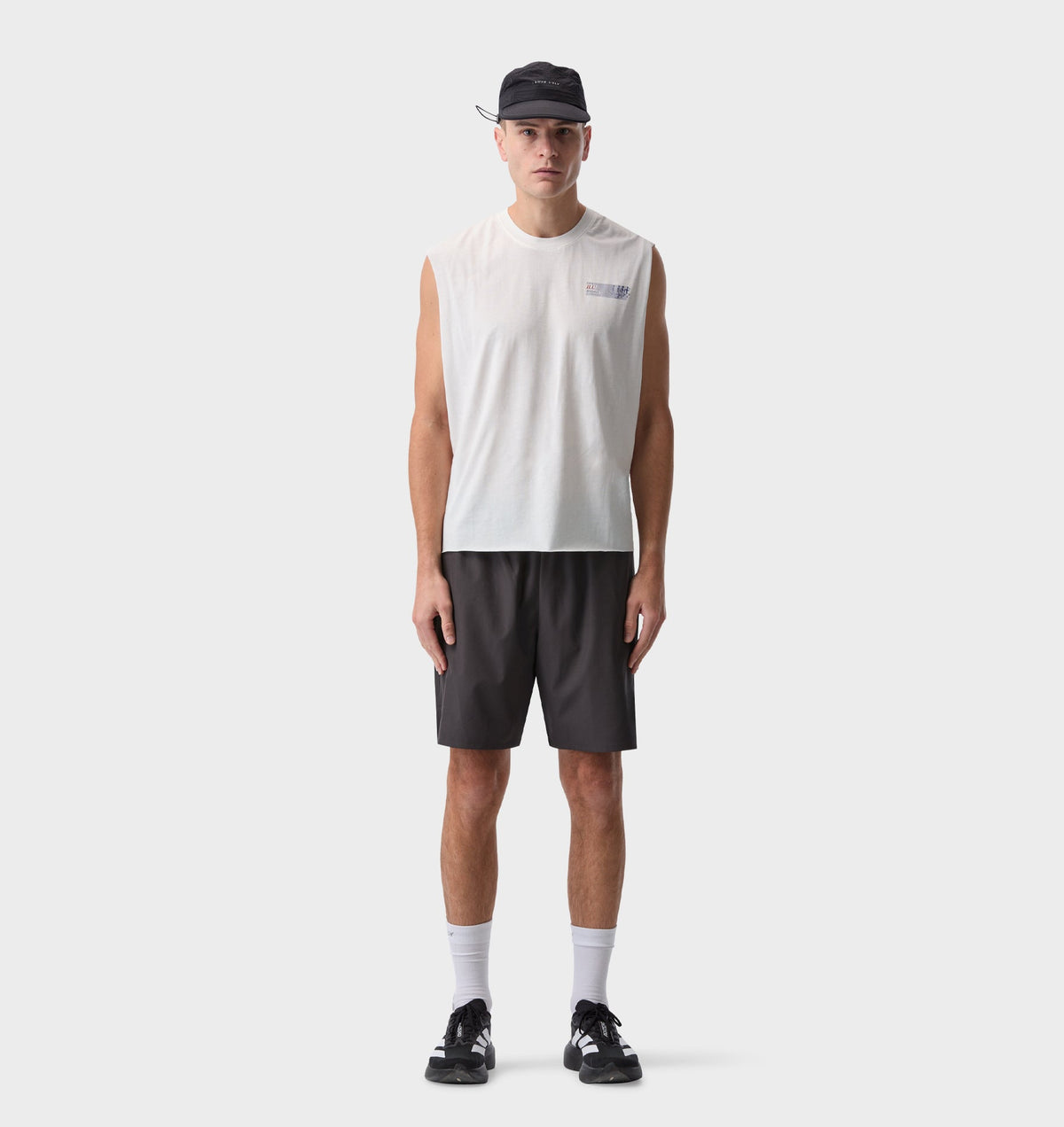 Skeleton Cotton Athletic Crop Tank - Aged White