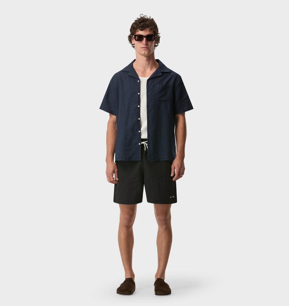 Linen Cuban Collar SS Shirt - Indigo