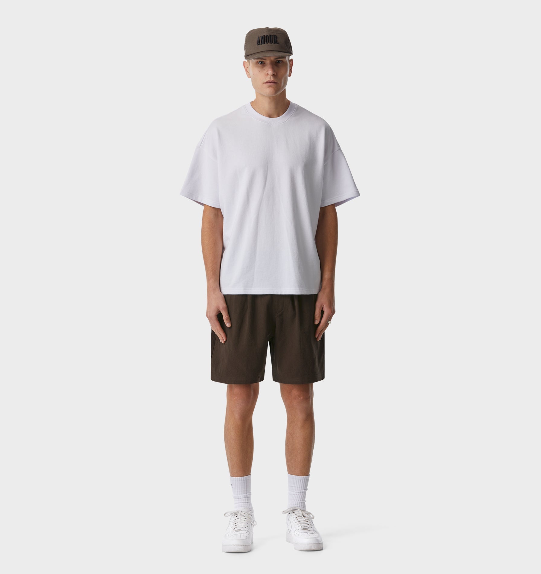 Linen Michael Pleat Short - Espresso