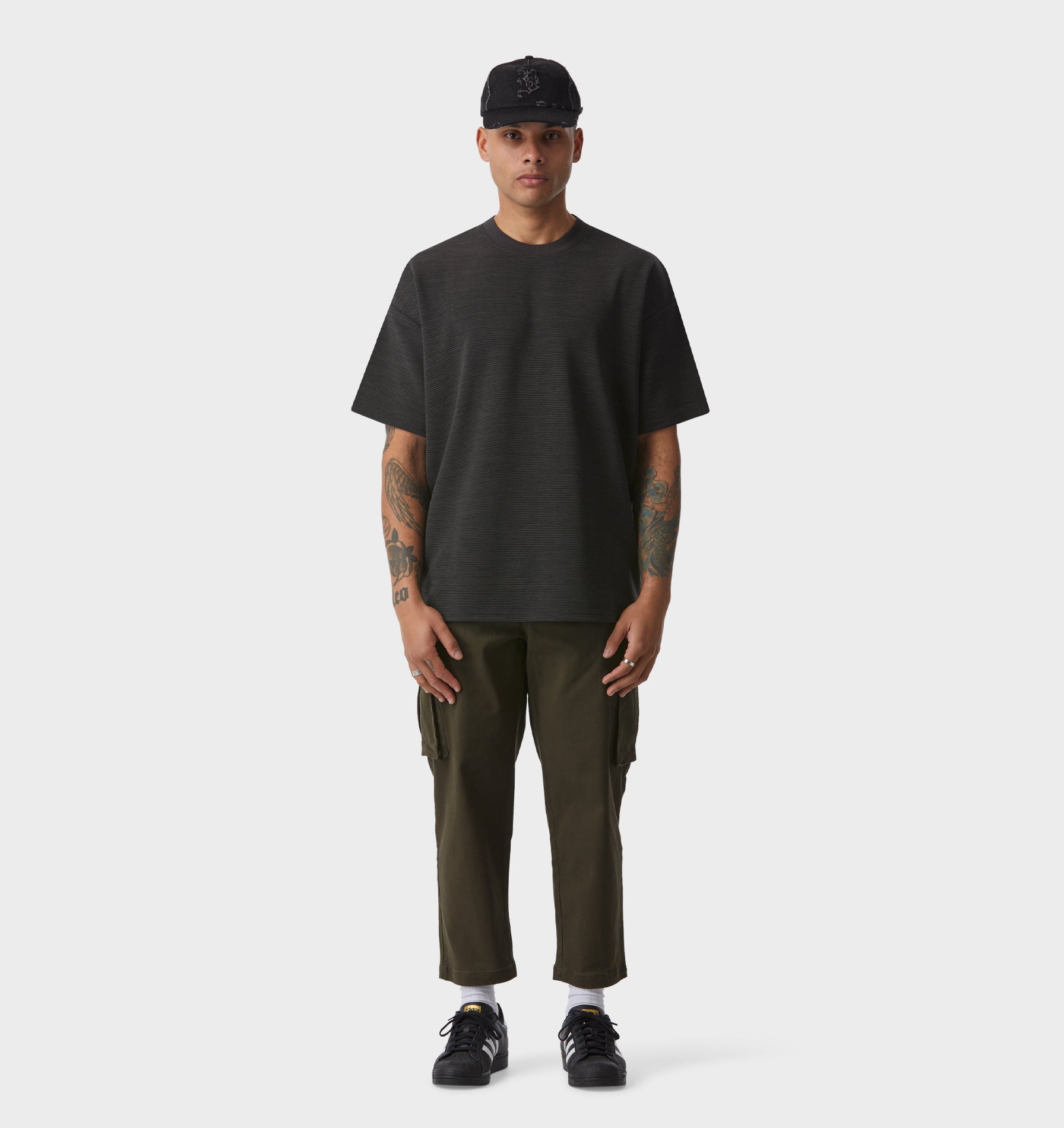 Ribbed Box Tee - Charcoal Marle