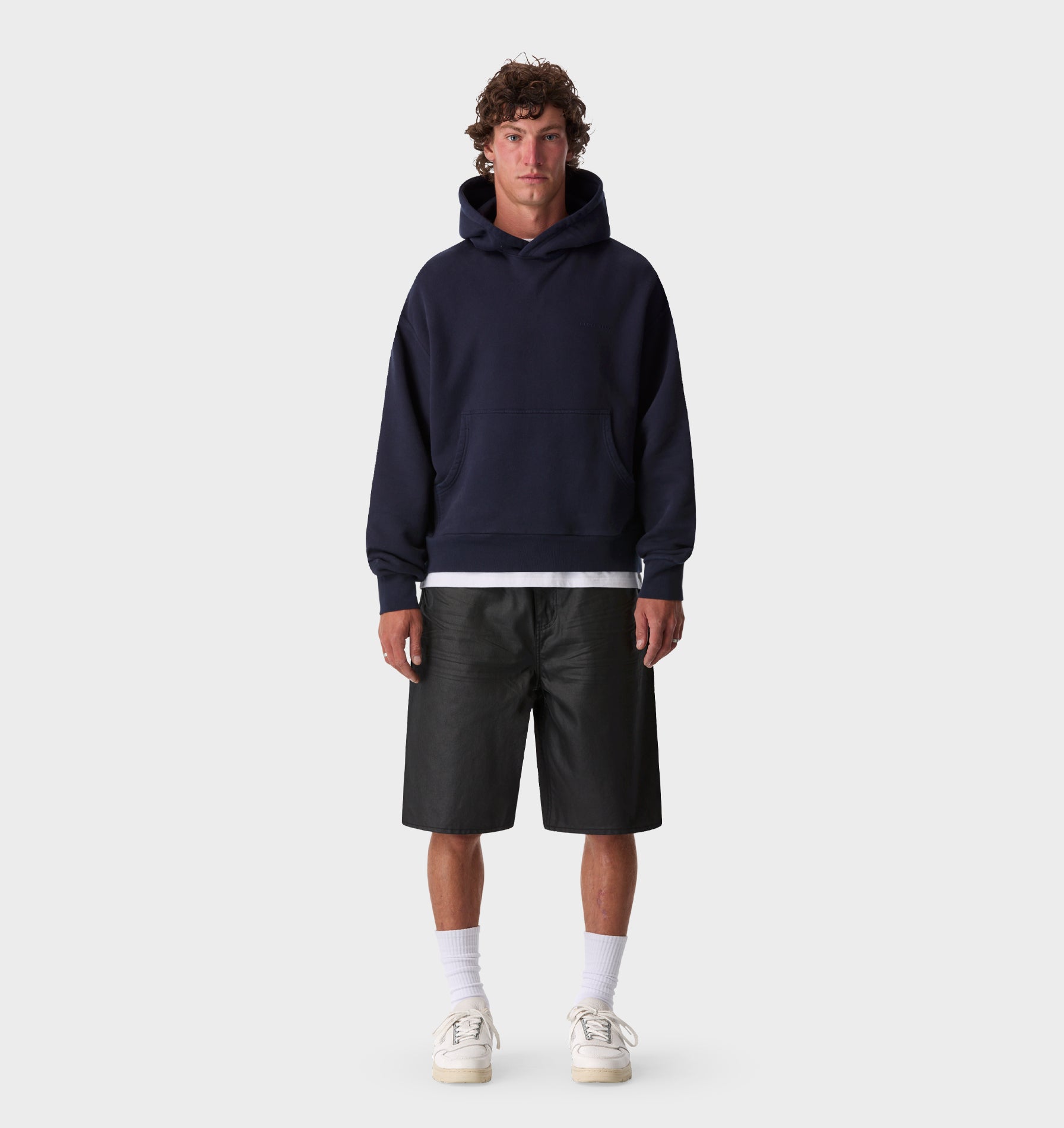 Crop Box Hood - Washed Navy
