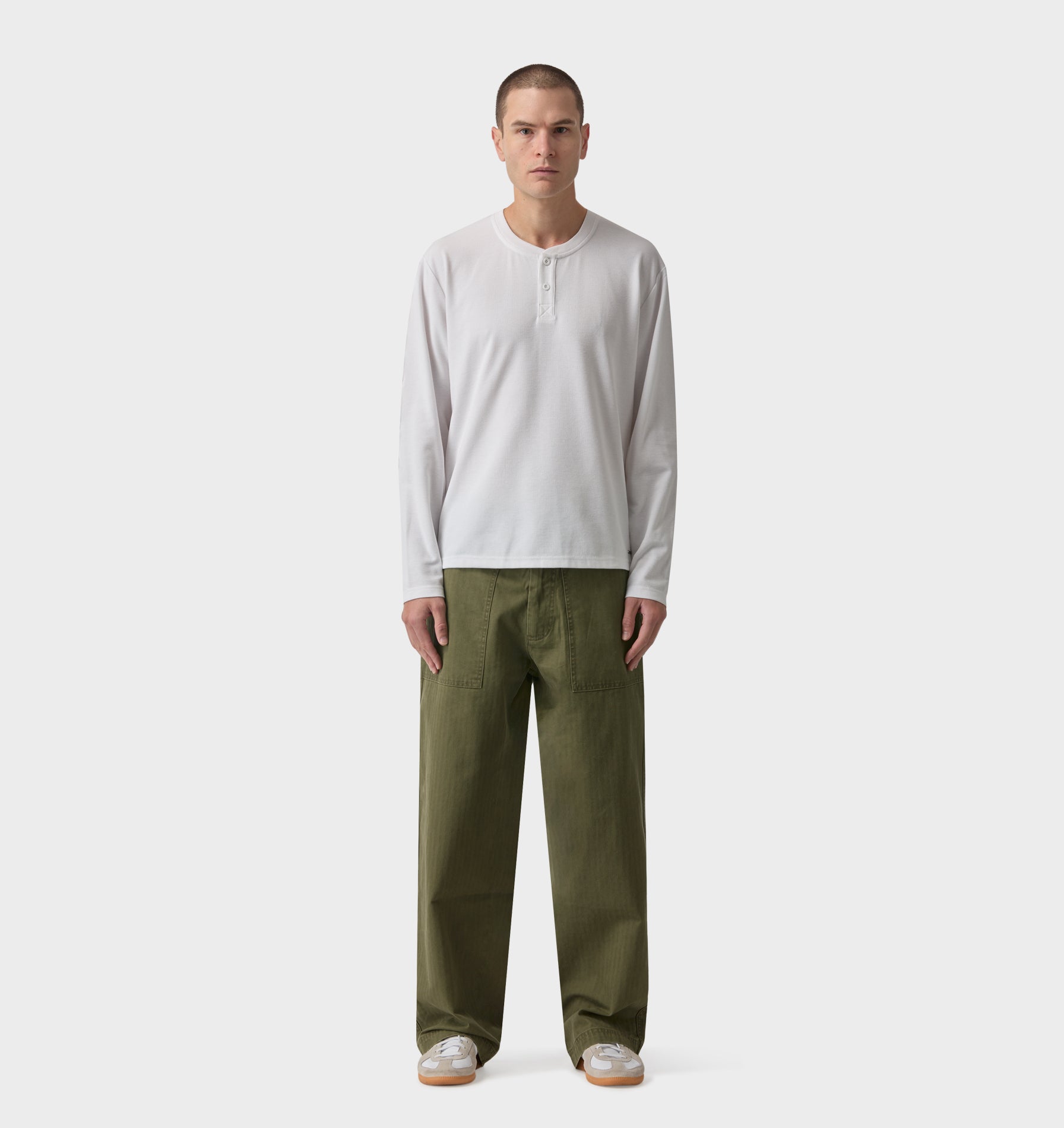 Henley L/S Tee - White
