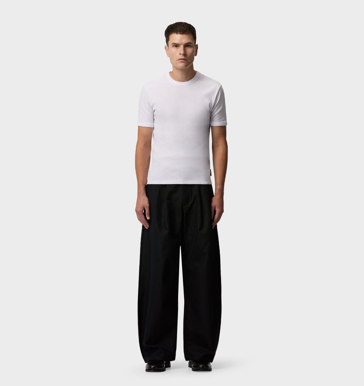 Ribbed Slim Tee - White