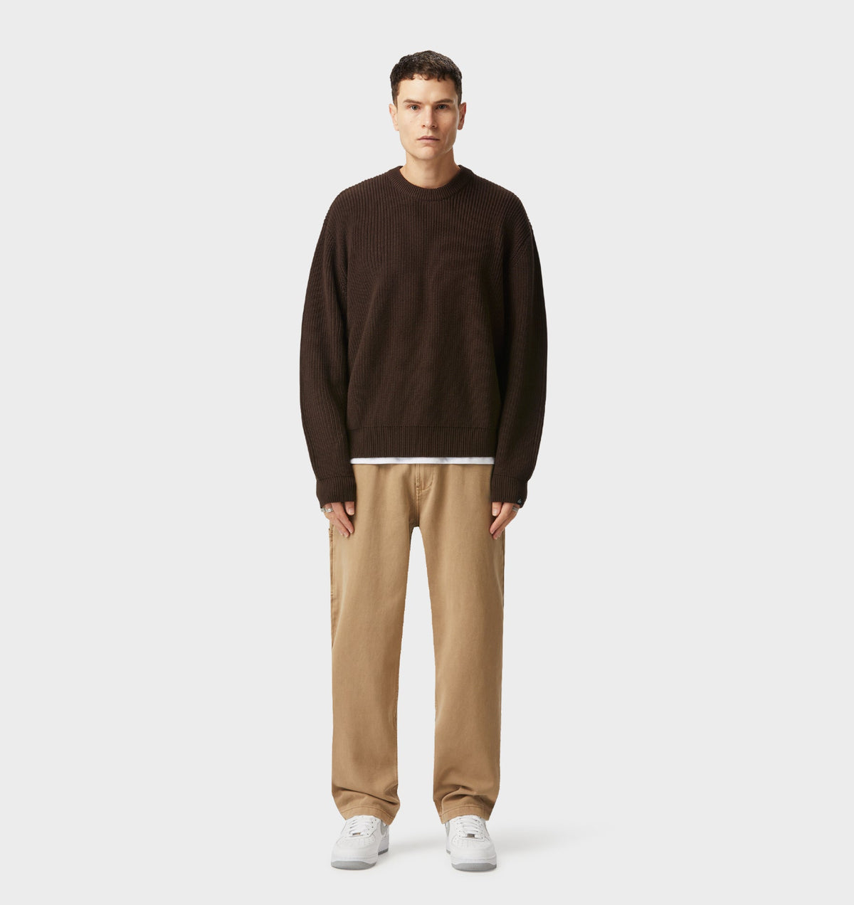 Cropped Knit Sweater - Espresso