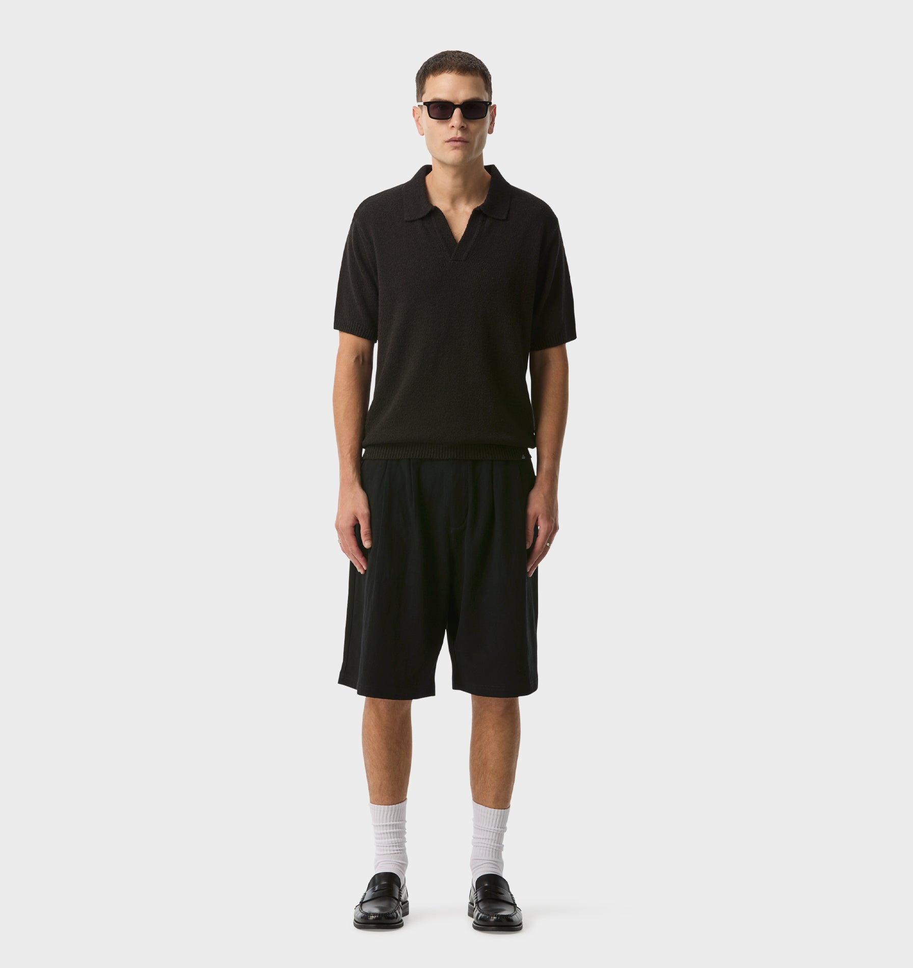 Clive Knit SS Polo - Black