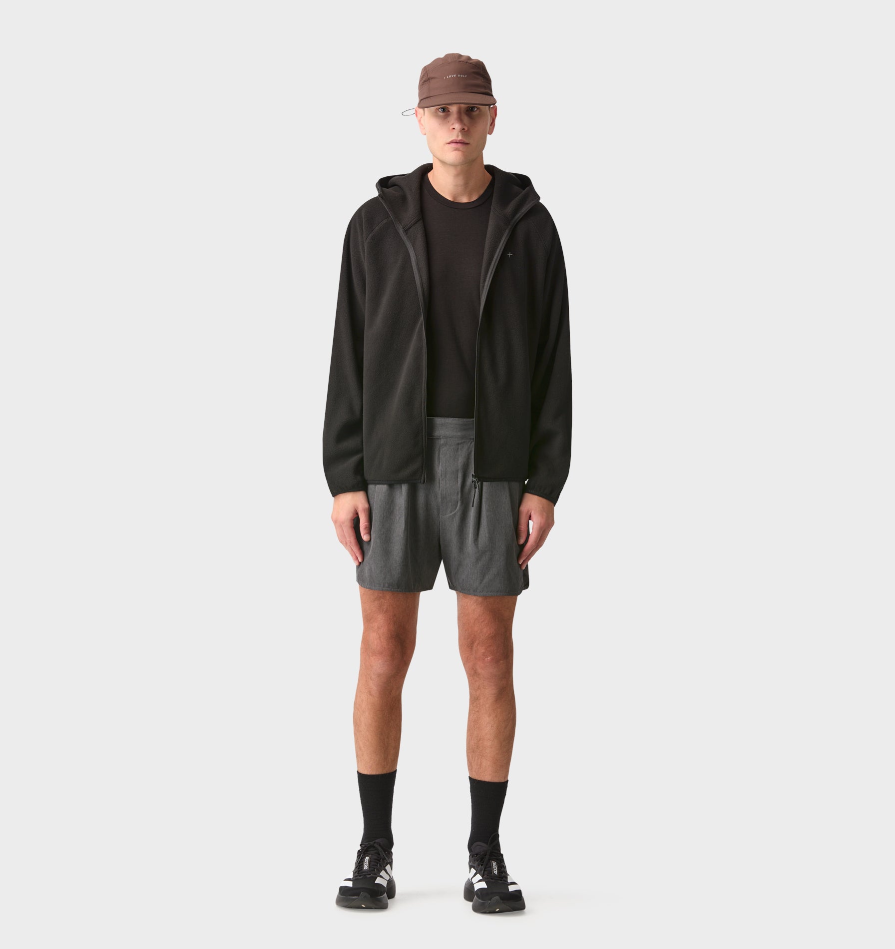 Active Pleat Front Short - Charcoal Marle