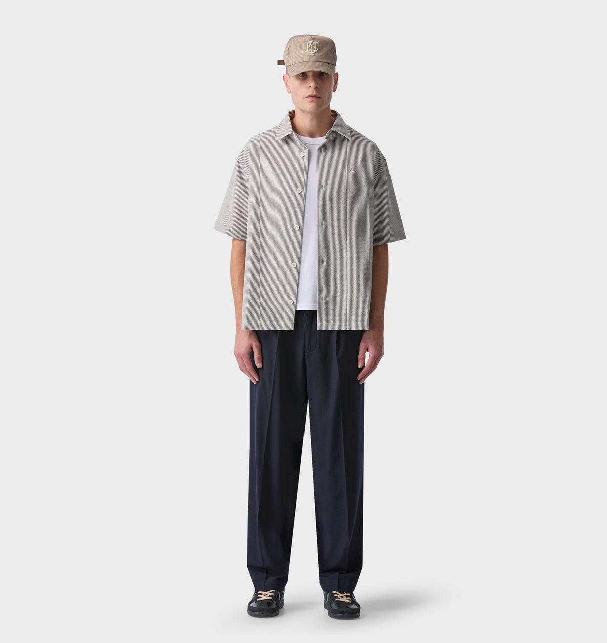 Dawson SS Shirt - White/Black Stripe