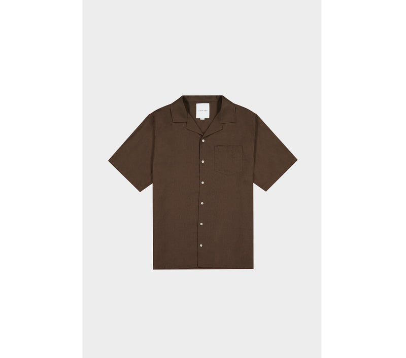 Linen Cuban Collar SS Shirt - Cedar