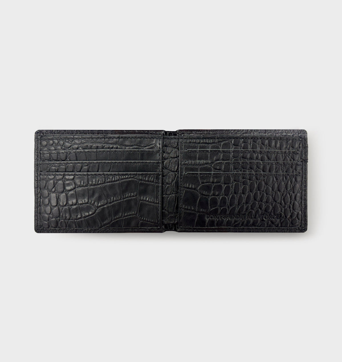 Leather Bi-Fold Wallet - Black Croc